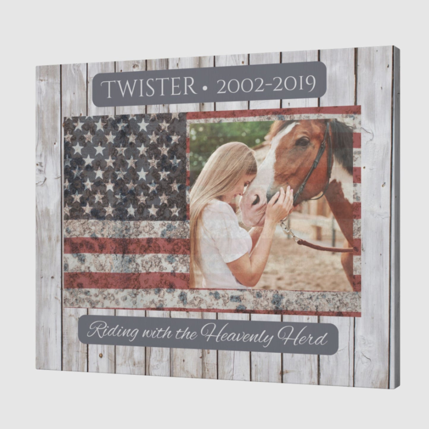 Horse Memorial Canvas Wall Art – Custom Photo & Name Tribute Gift