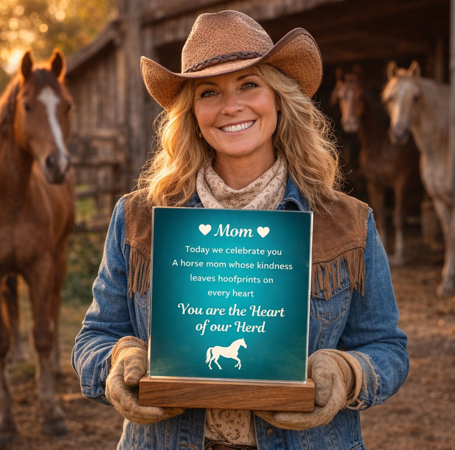 To My Horse Mom – Heart of Our Herd Acrylic Plaque | Horse Lover Mother's Day Gift