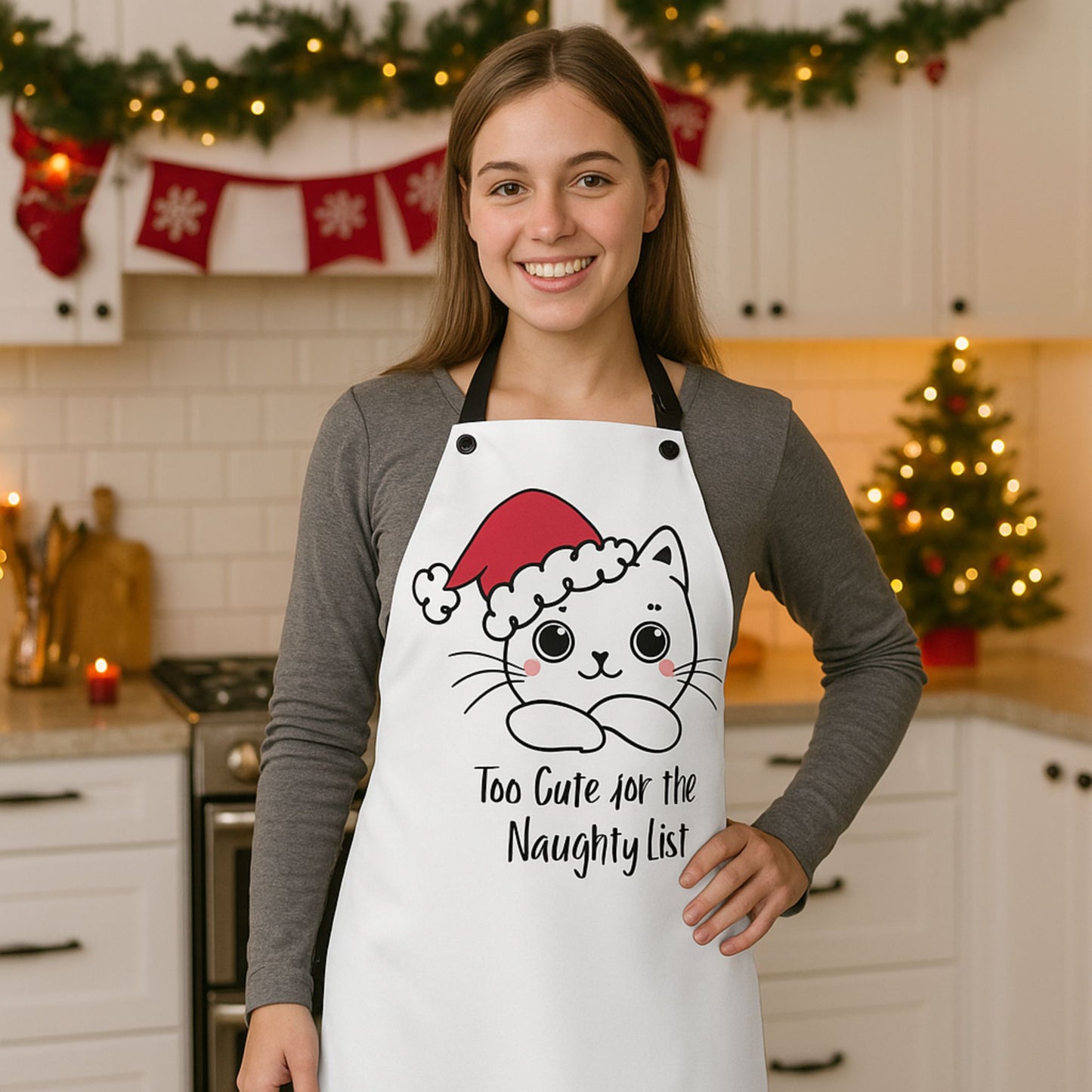 Too Cute Kitty Kat Apron – Funny Cat Cooking Apron, Christmas Gift
