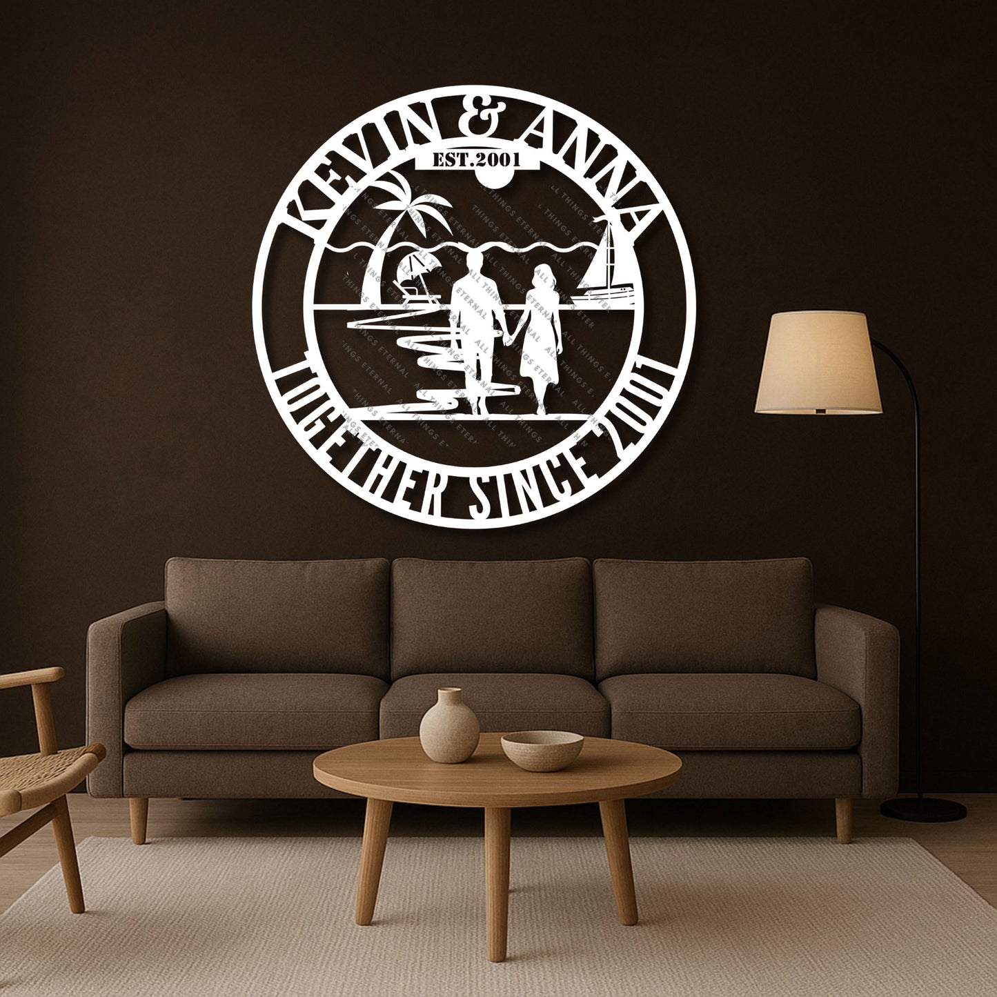 Custom Couple Anniversary Metal Sign | Personalized Monogram Wedding Gift