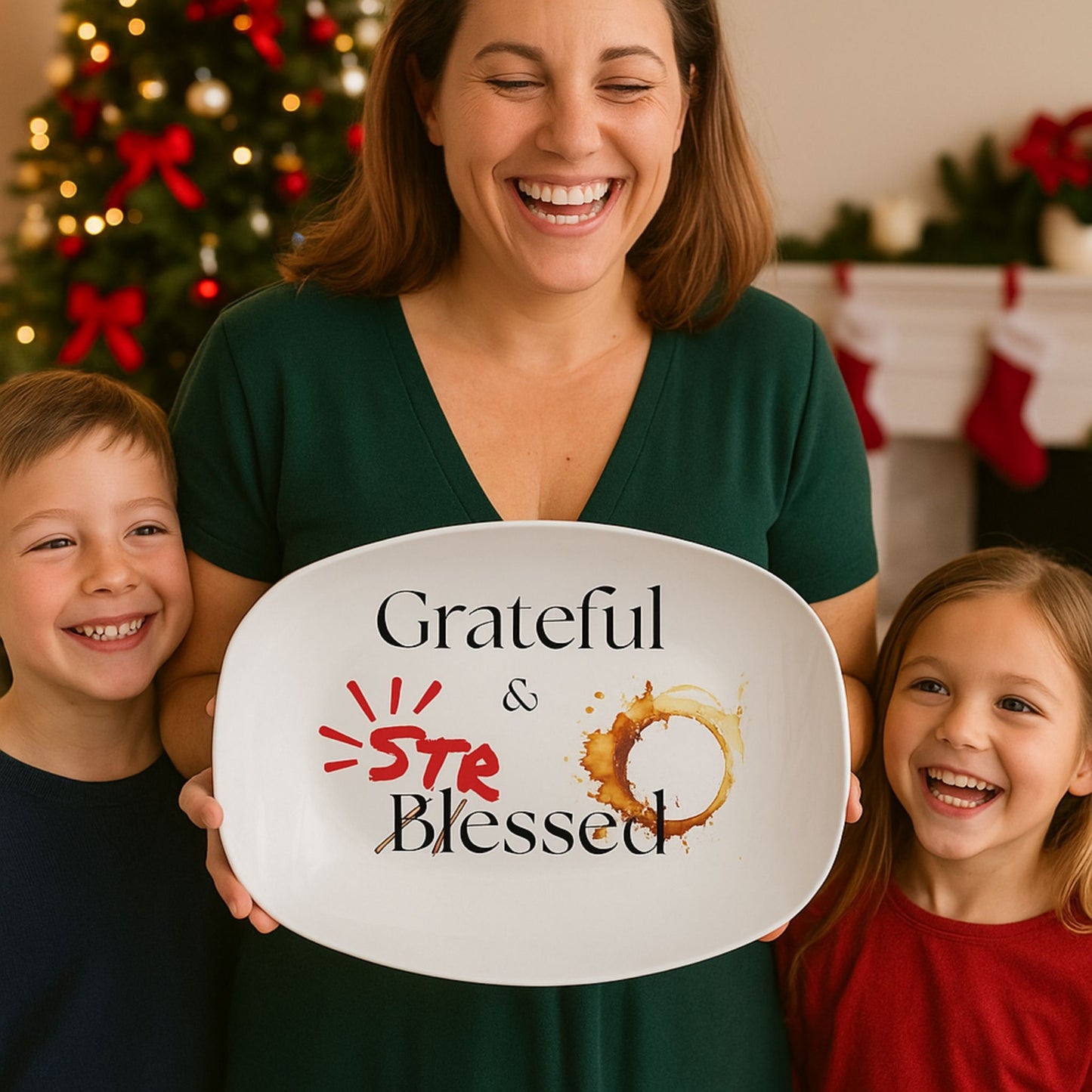 Grateful & Blessed 14x14 Serving Platter – Thanksgiving Gift