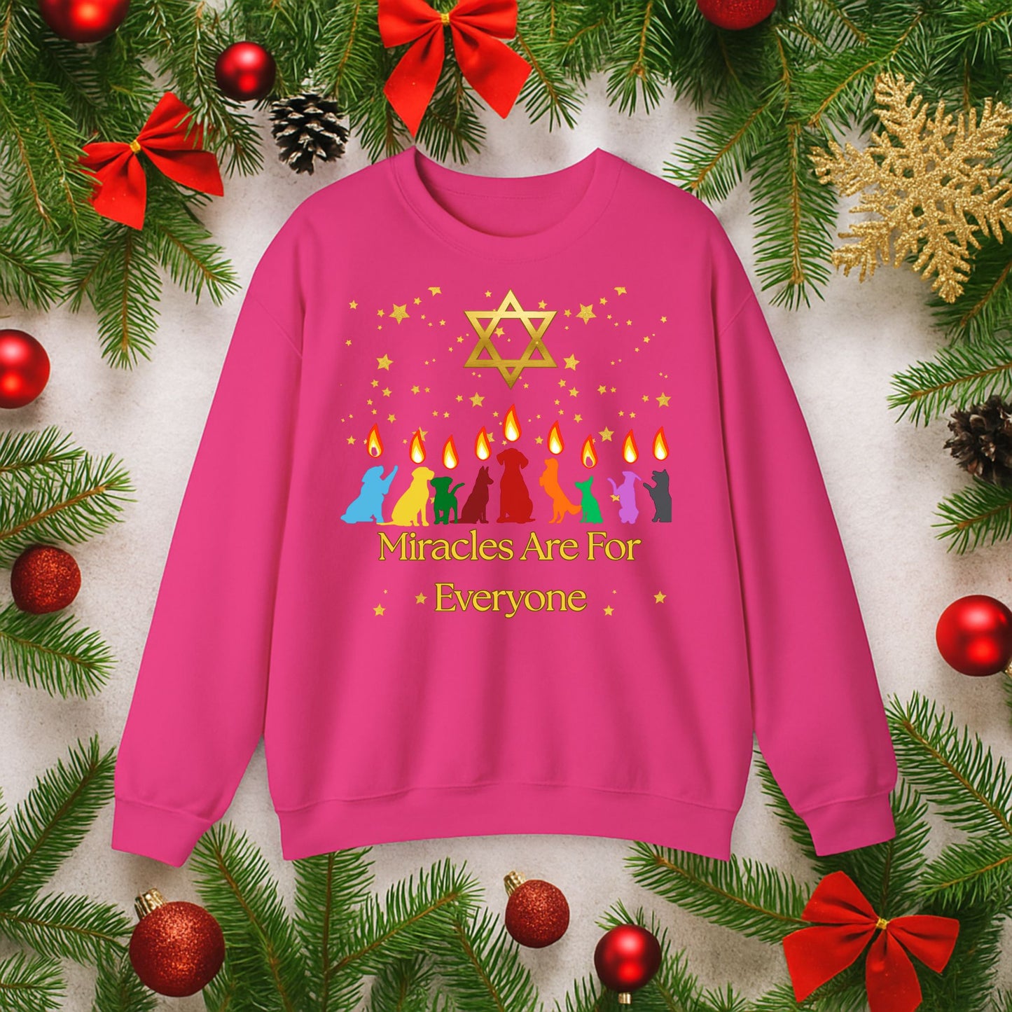 Miracles Are for Everyone Hanukkah Dog Sweatshirt | Unisex Jewish Sweater