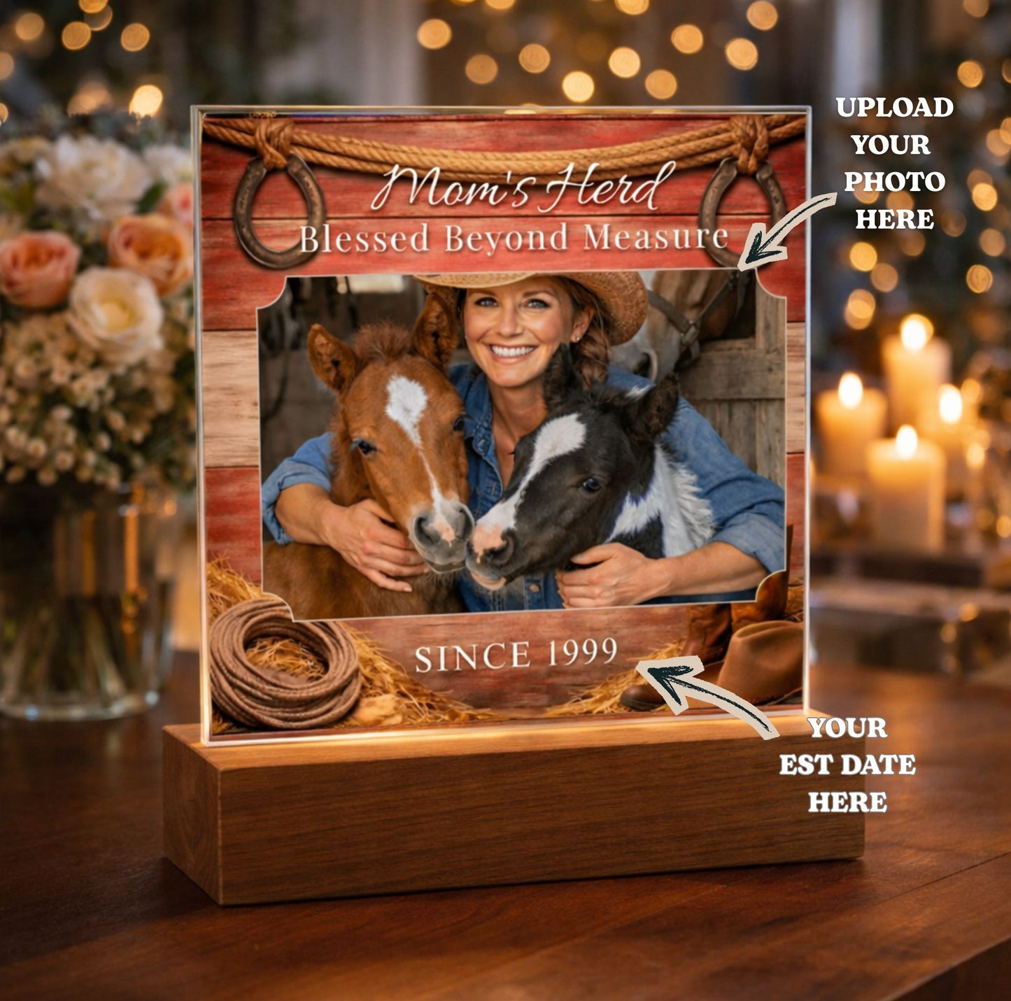 Mom's Herd Blessed Beyond Measure Photo Plaque – Personalized Horse Gift