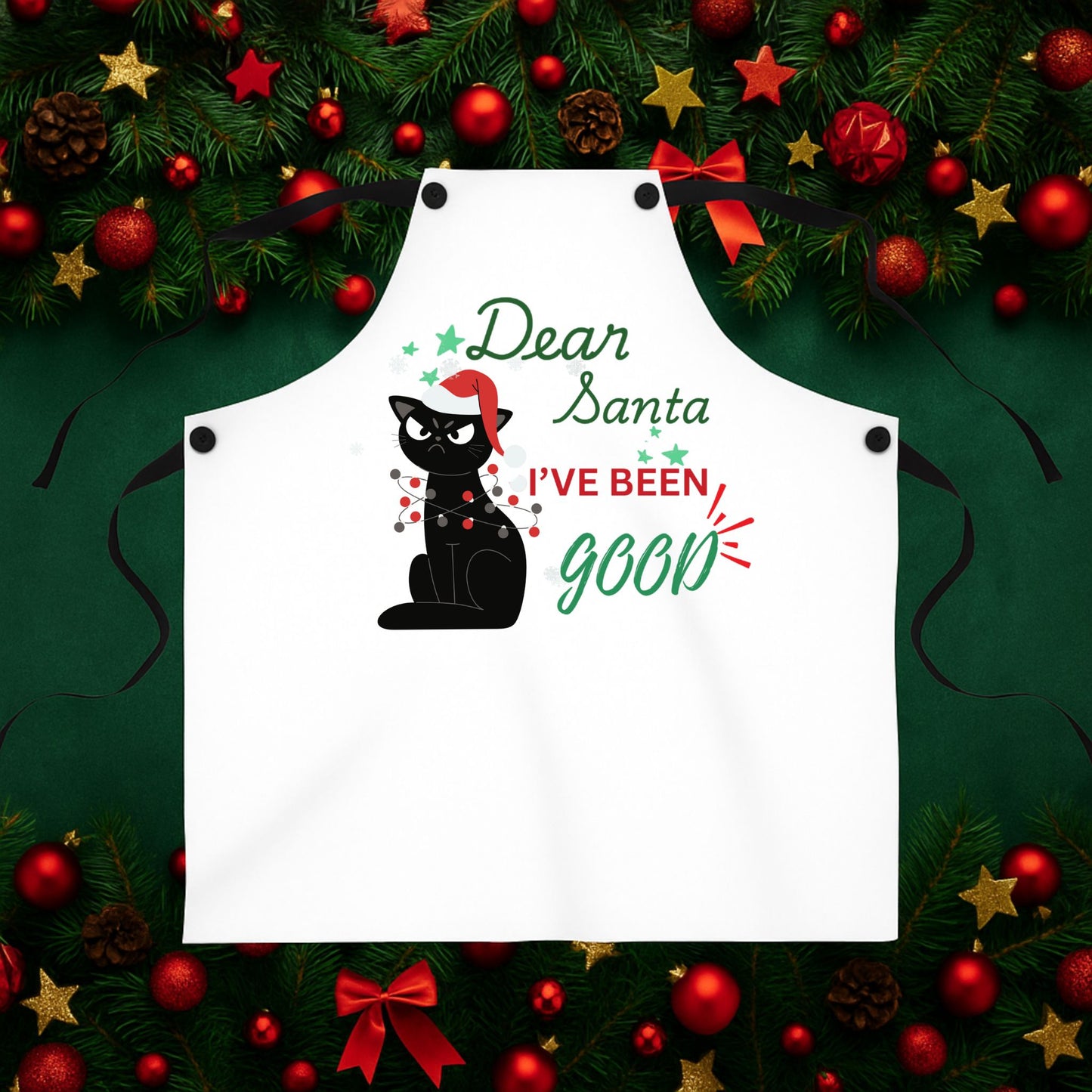 Funny Cat "I've Been Good" Christmas Apron | Cooking Gift for Cat Lovers