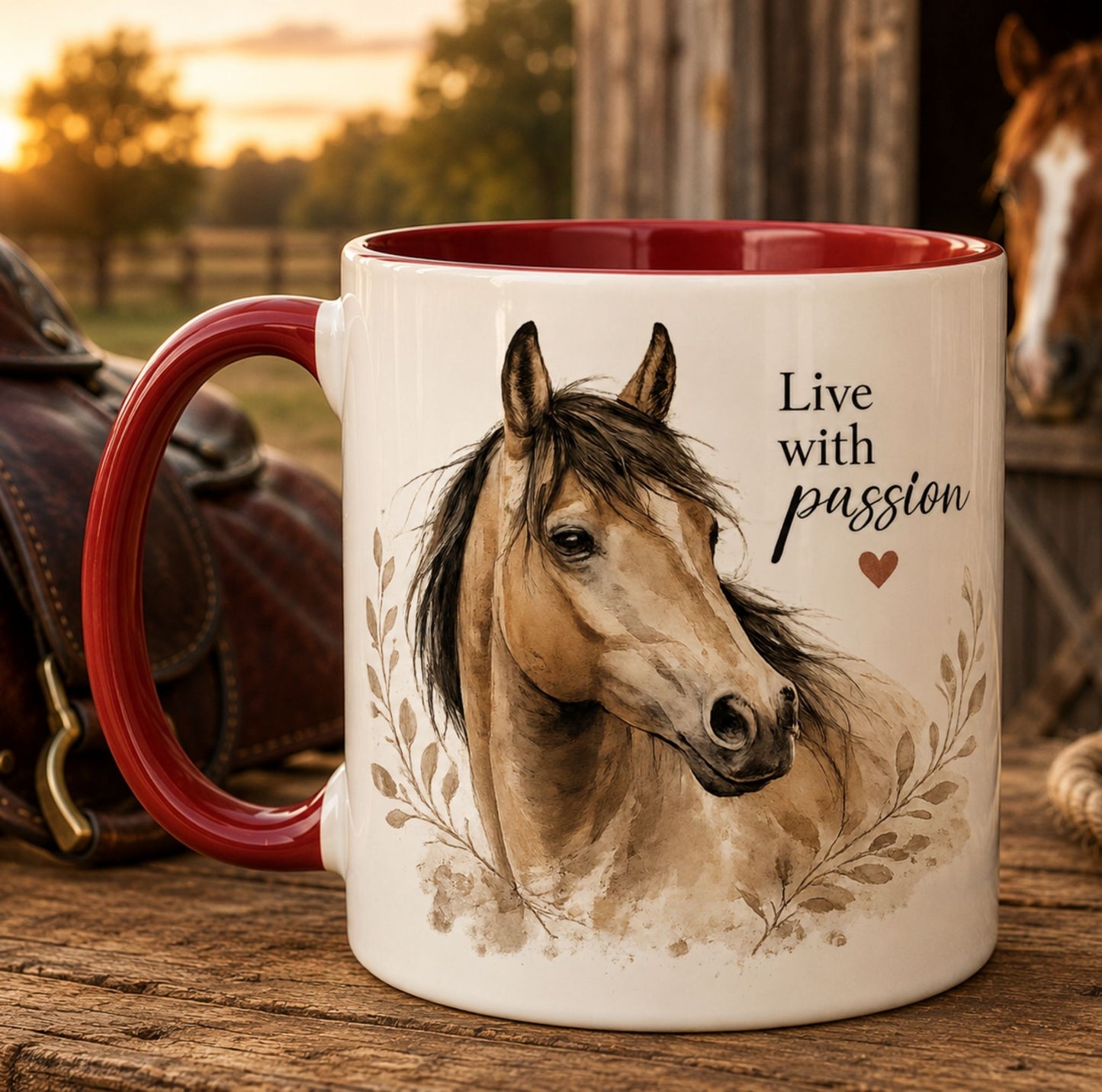 Horse Coffee Mug – Live with Passion Ceramic Mug Gift for Horse Lovers