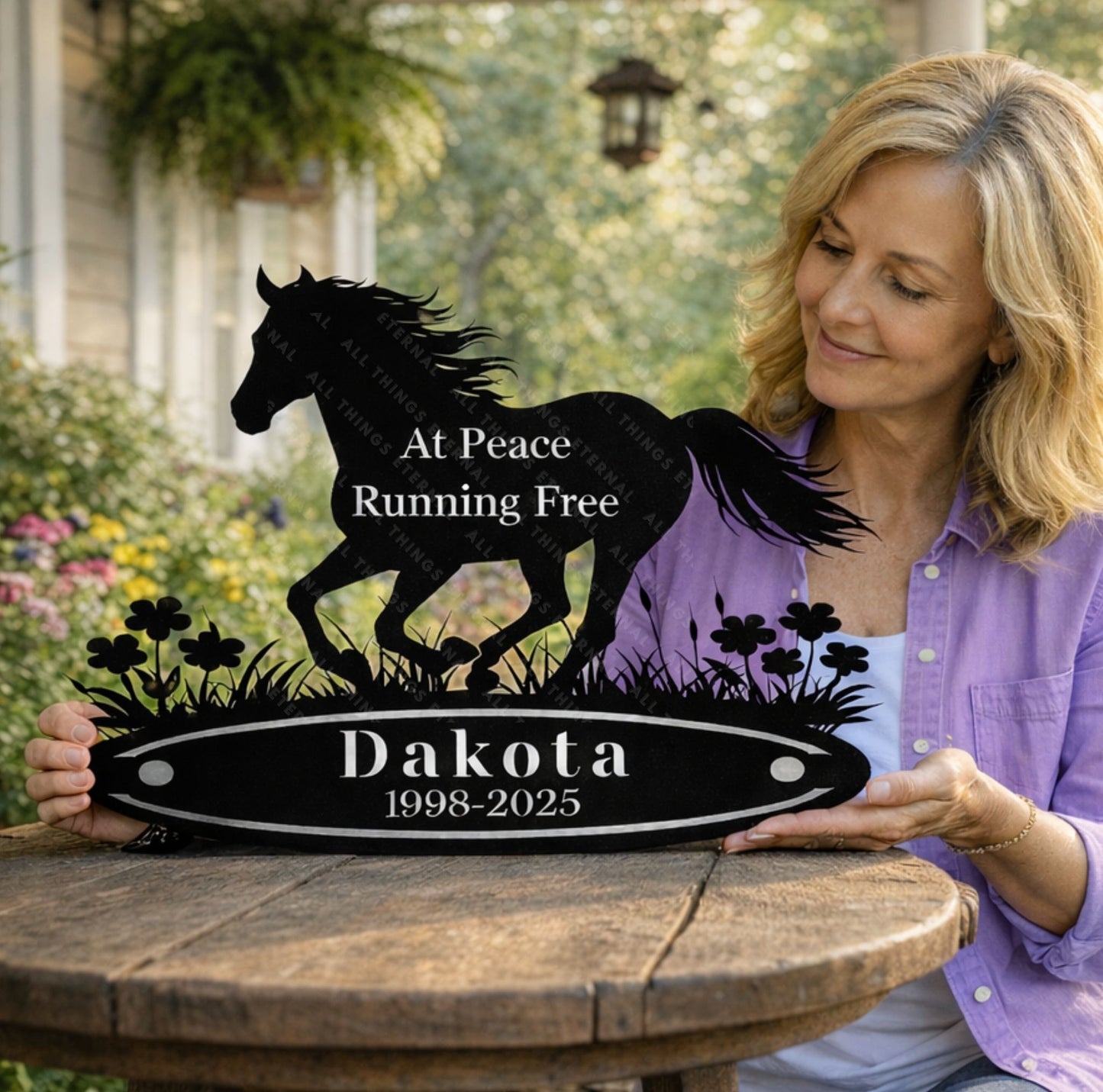 Personalized Horse Memorial Metal Sign – Custom Name & Dates