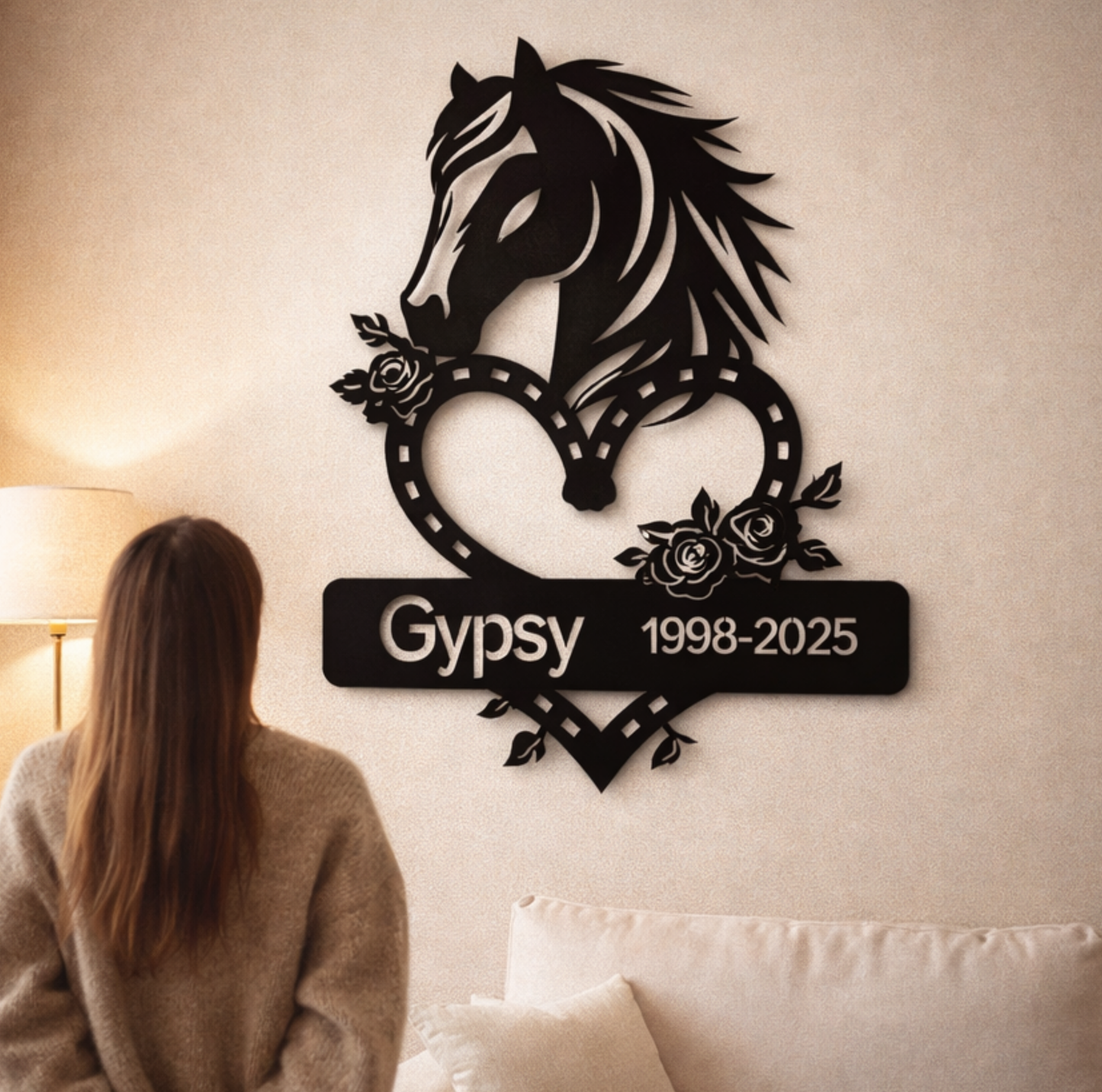 Personalized Horse Memorial Metal Sign – Custom Equine Tribute with Name & Dates
