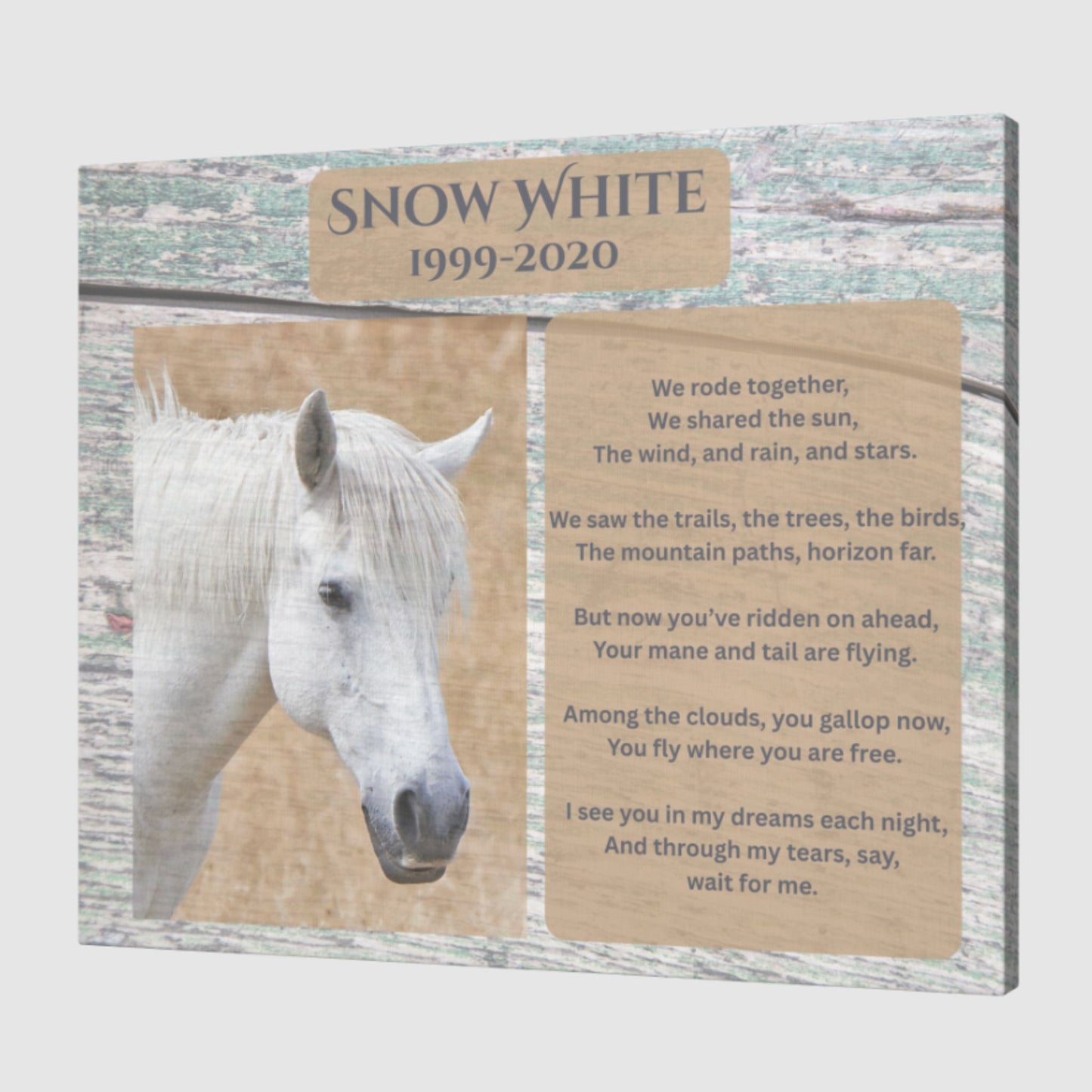 Personalized Horse Memorial Canvas with Photo – Riding Companion Tribute