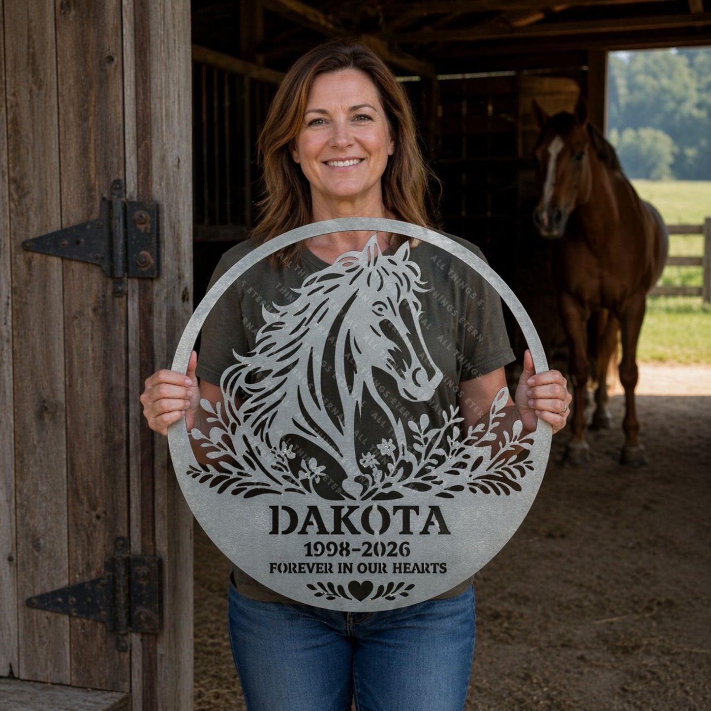 Personalized Horse Memorial Metal Sign | Custom Name Barn Decor Gift