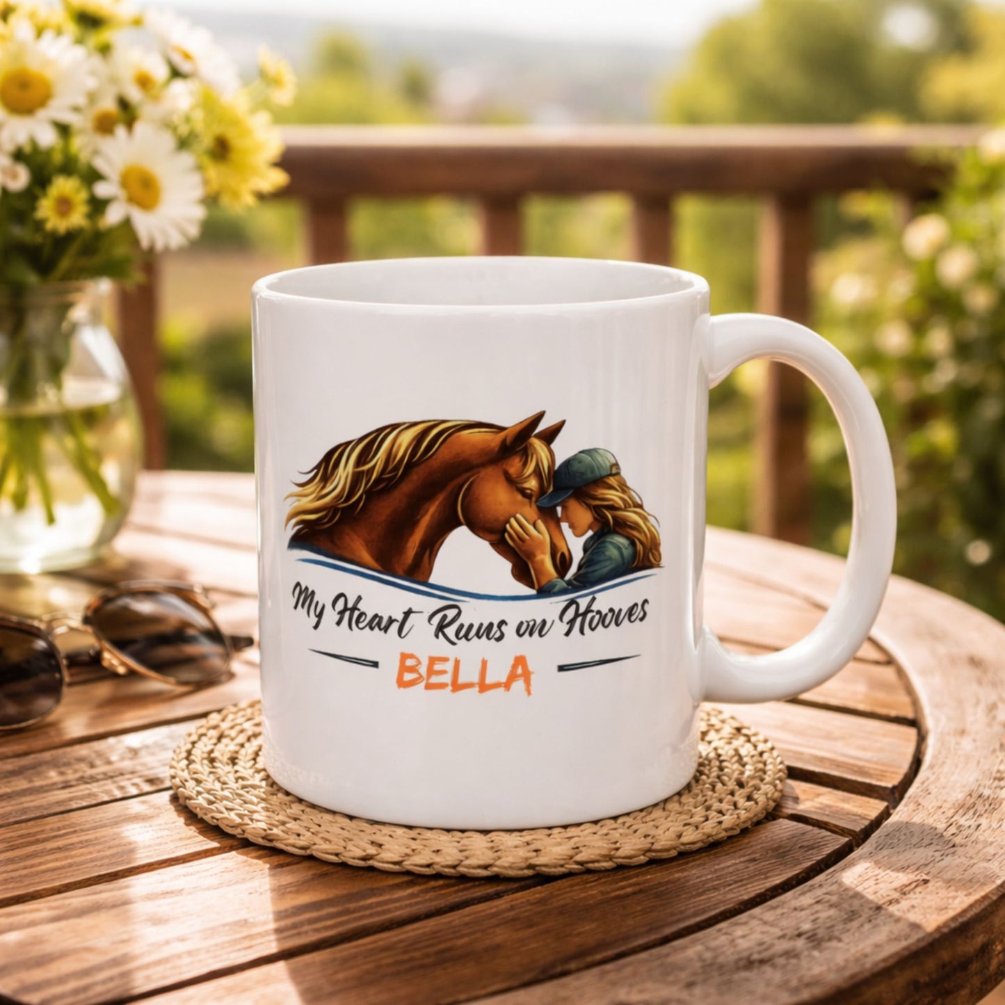 Horse Lover Ceramic Mug – My Heart Runs on Hooves Cute Equestrian Coffee Cup