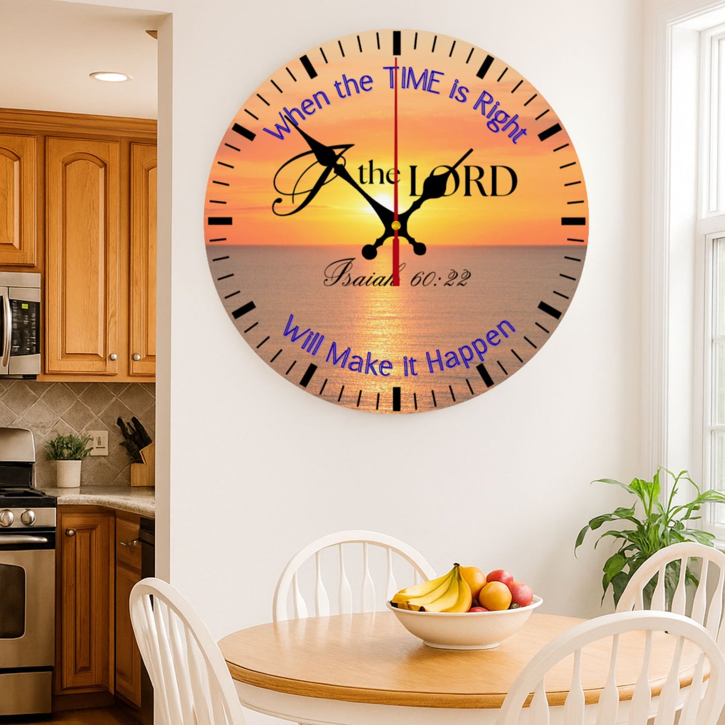 Christian Wall Clock – Isaiah 60:22 Scripture Sunrise Faith Decor