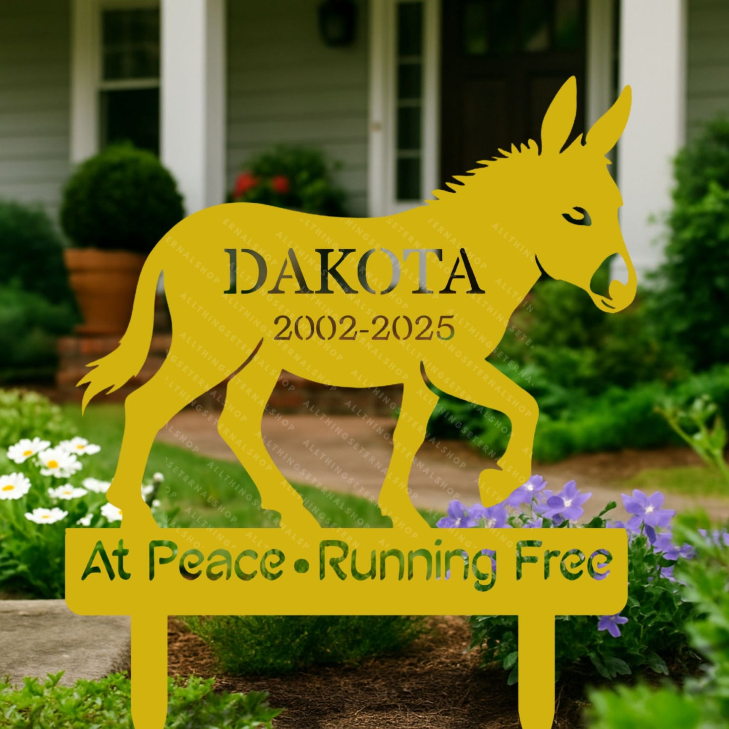 Personalized Donkey Memorial Metal Garden Yard Sign Decor