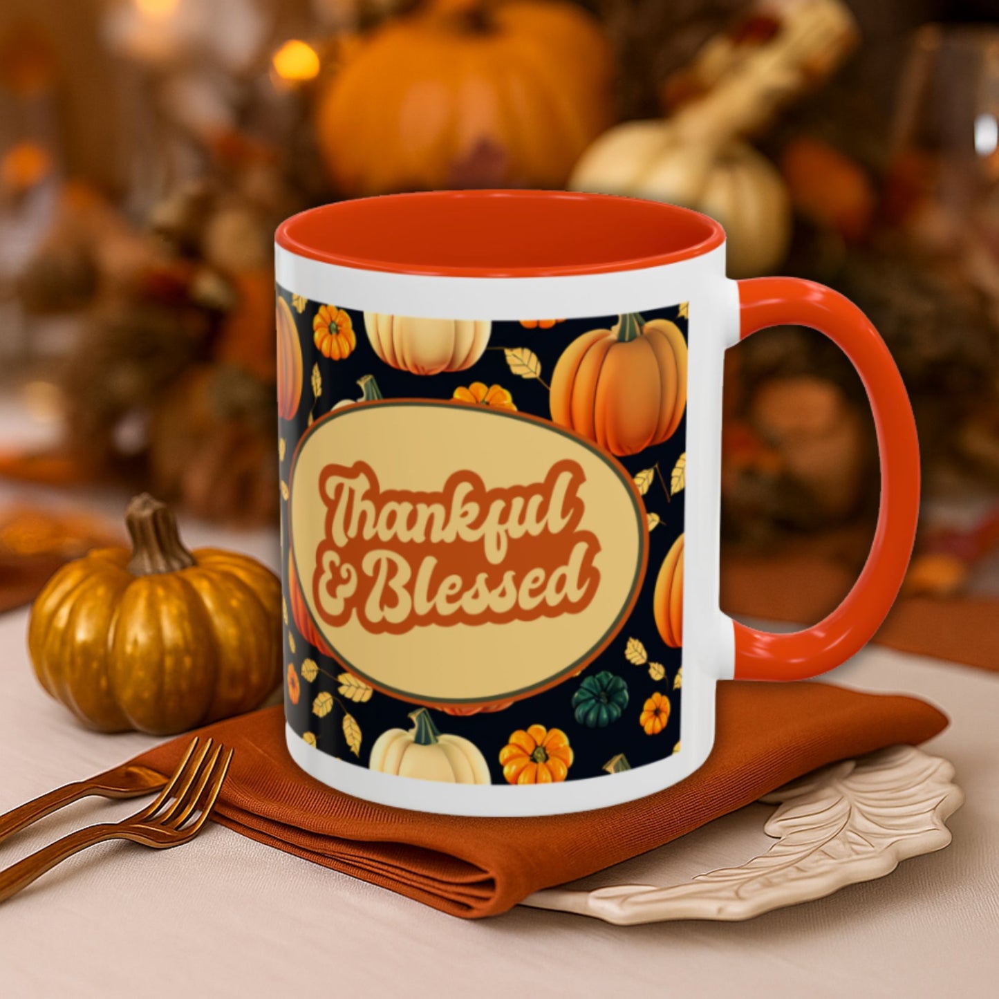 Thankful & Blessed Mug | Festive Two-Tone Coffee Cup Gift