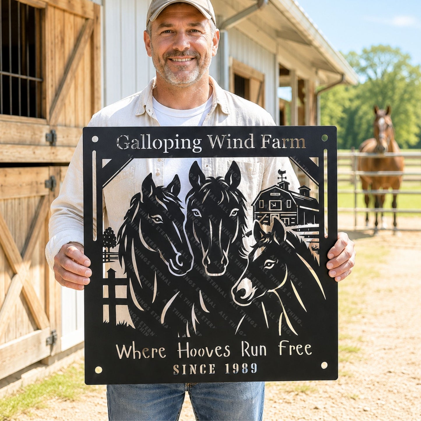 Personalized Horse Farm Metal Sign | Custom Ranch Name Decor