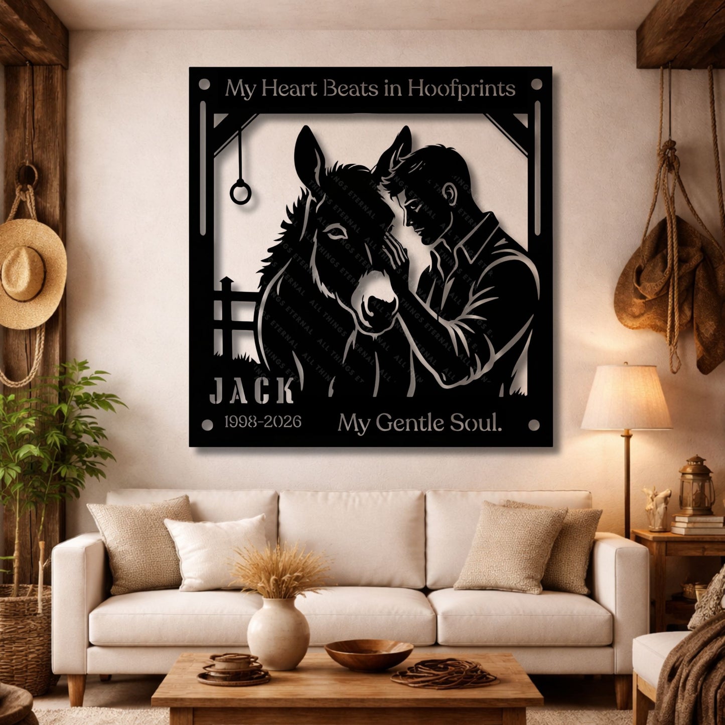 Personalized Donkey Memorial Metal Sign – My Heart Beats in Hoofprints