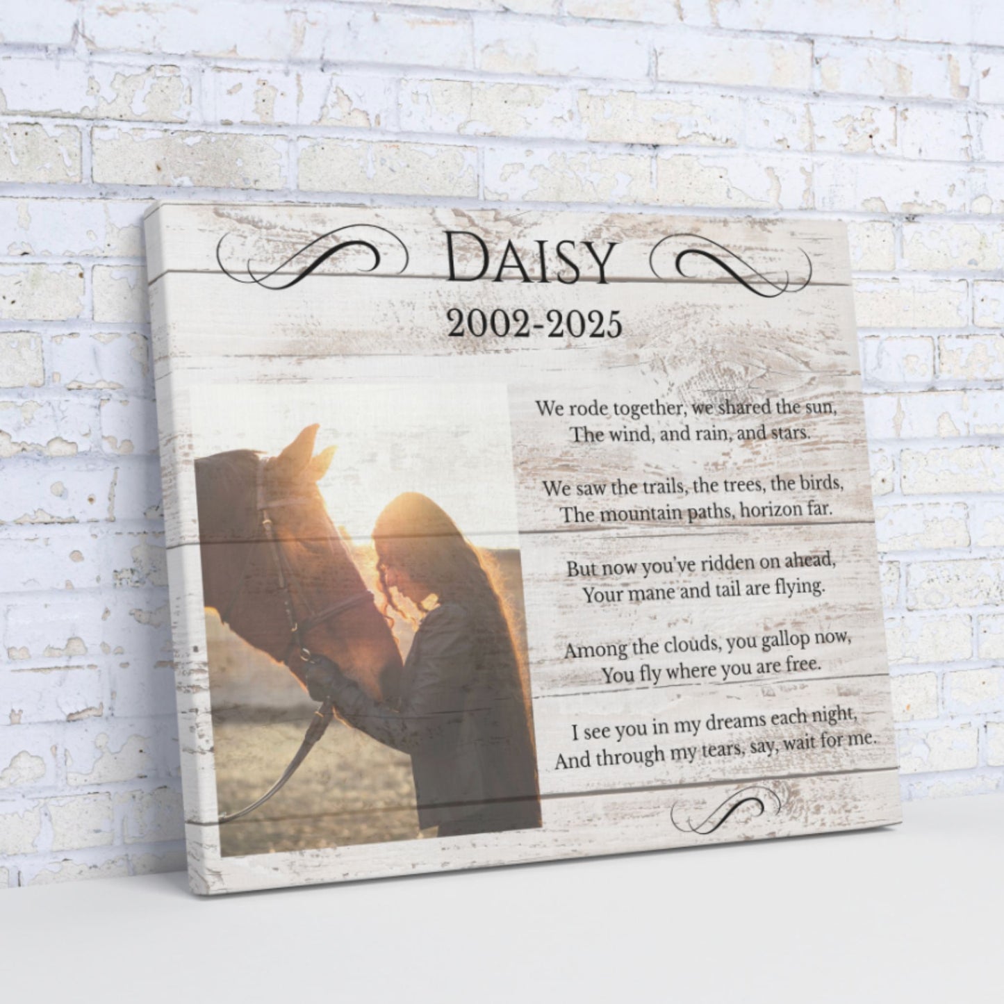 Personalized Horse Memorial Canvas – Custom Equine Photo Tribute