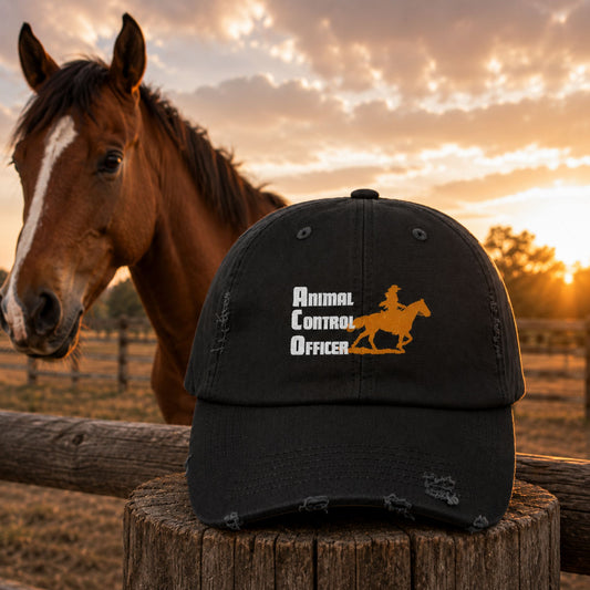 Distressed Baseball Cap — Barrel Racing Cowboy Horse Rider Logo