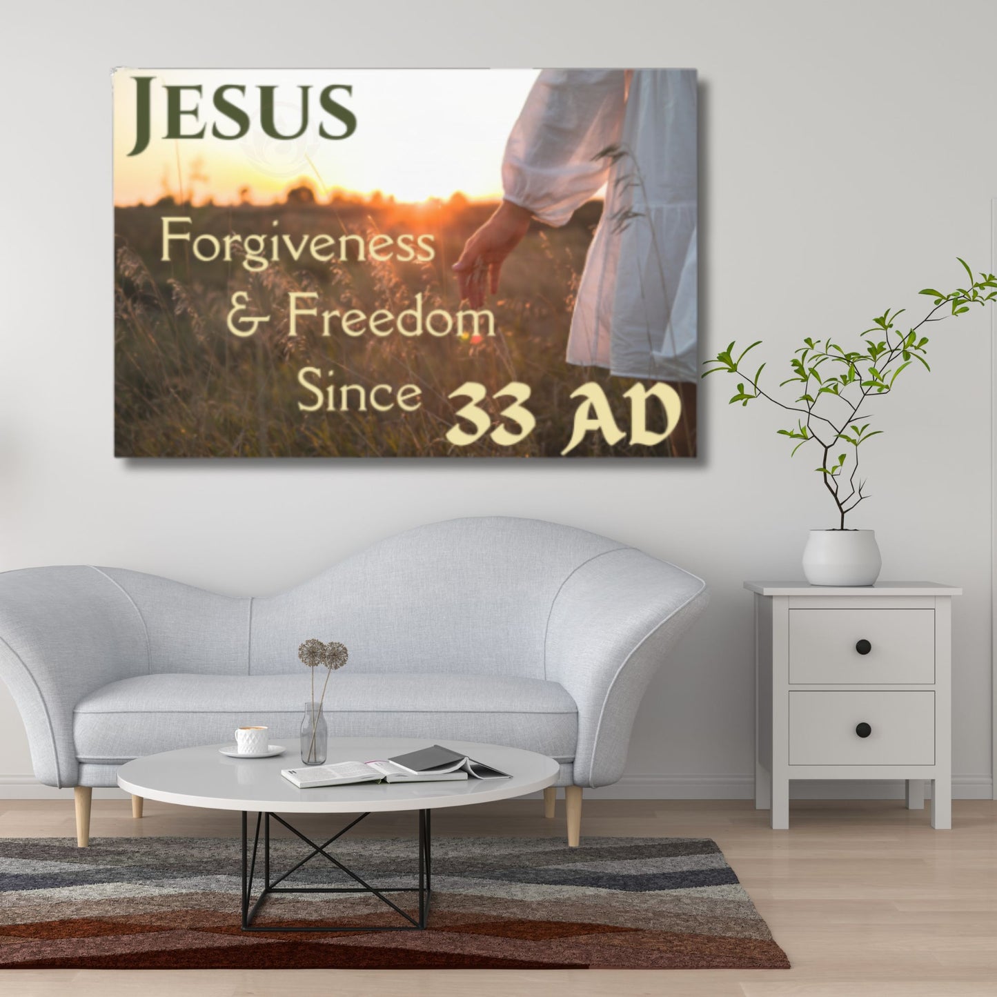 Jesus Forgiveness & Freedom Since 33 AD Christian Canvas Wall Art Gift