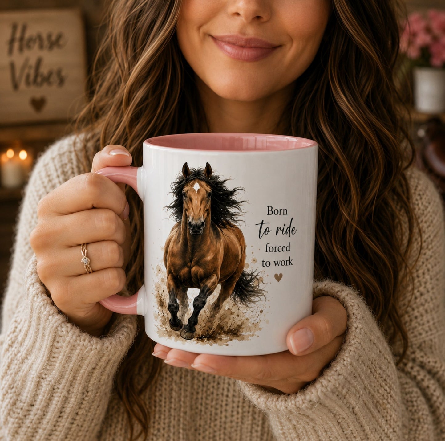 Born to Ride Forced to Work Horse Mug – Equestrian Coffee Cup