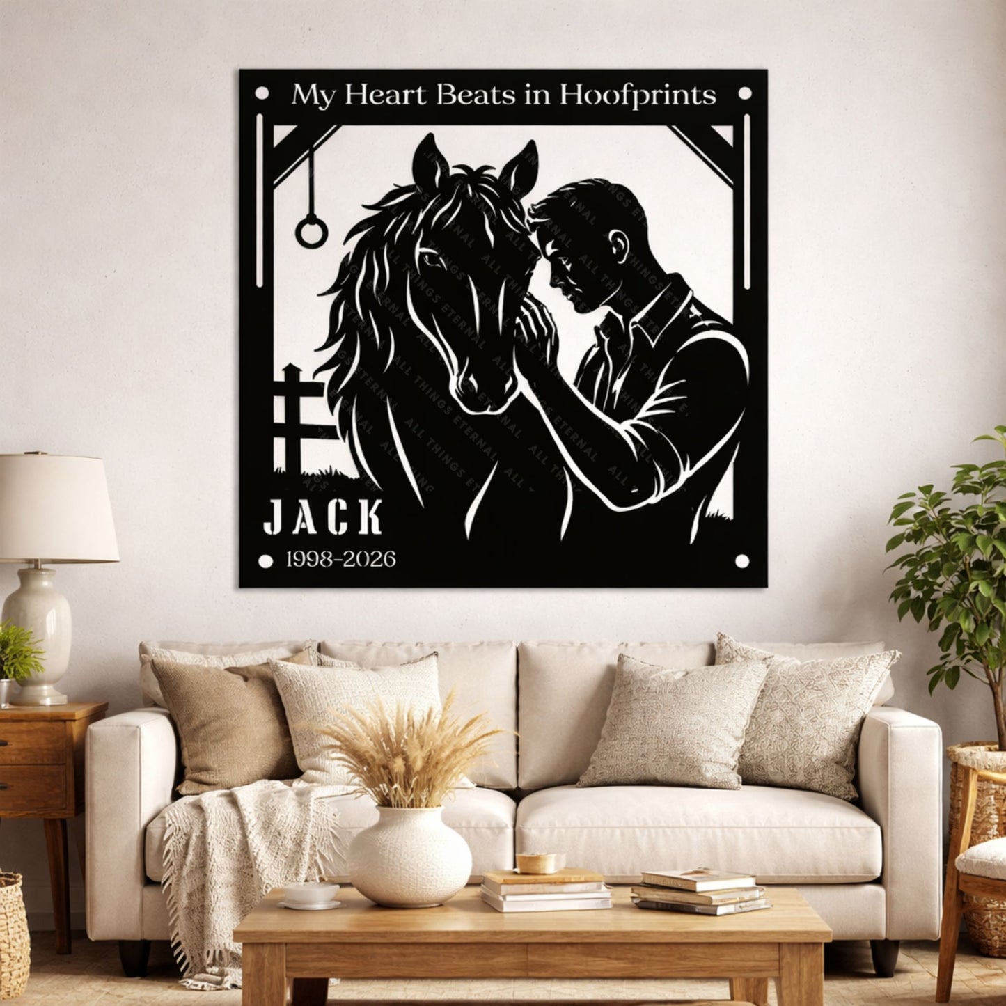 Personalized Horse Memorial Metal Sign – My Heart Beats in Hoofprints