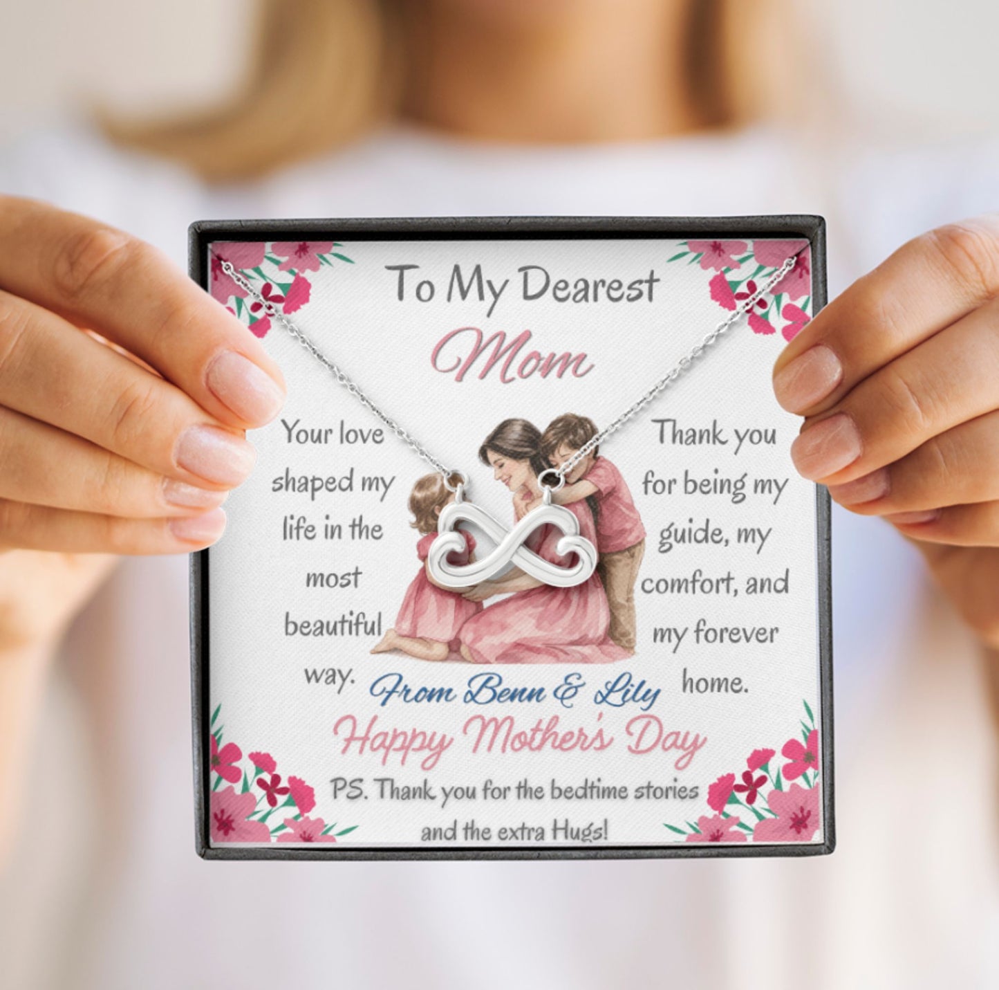 Personalized To My Dearest Mom Necklace with Message Card Mother's Day