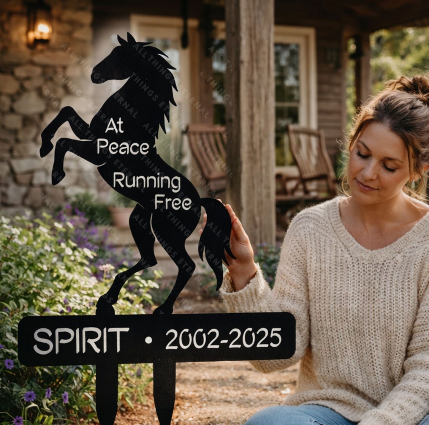 Personalized Horse Memorial Garden Stake – Custom Metal Yard Sign
