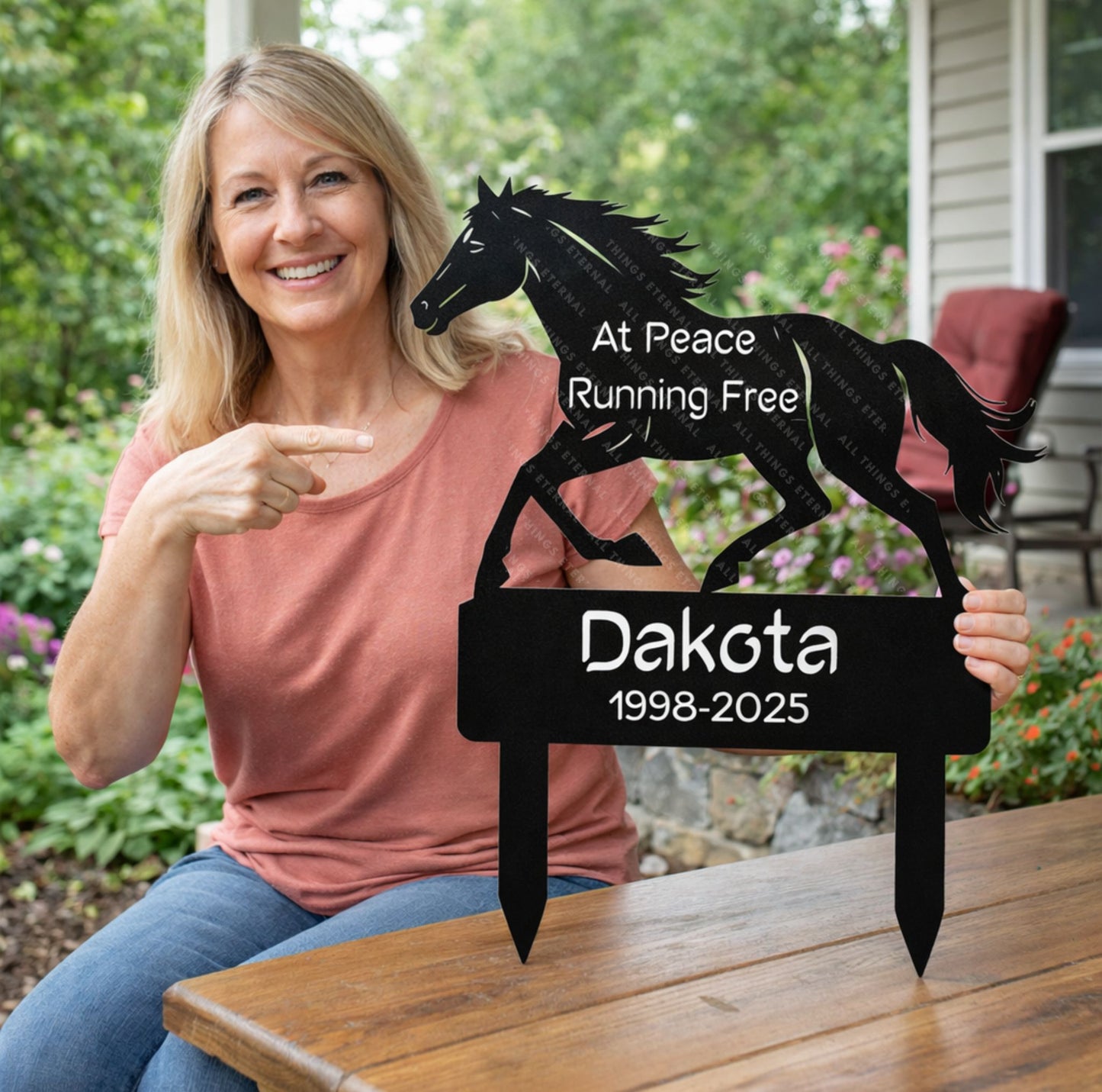 Horse Memorial Metal Grave Marker – Custom Personalized Tribute Sign