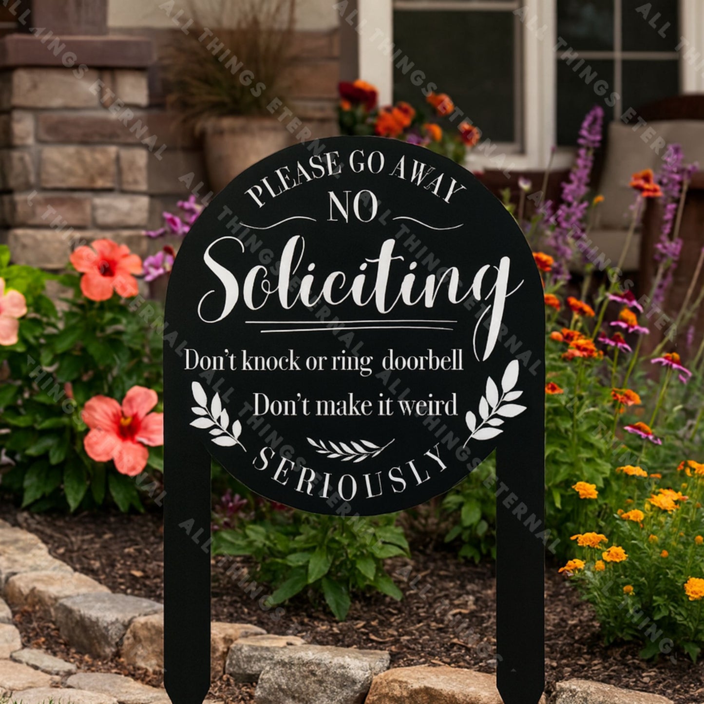 No Soliciting Metal Yard Sign – Modern Private Property Outdoor Decor