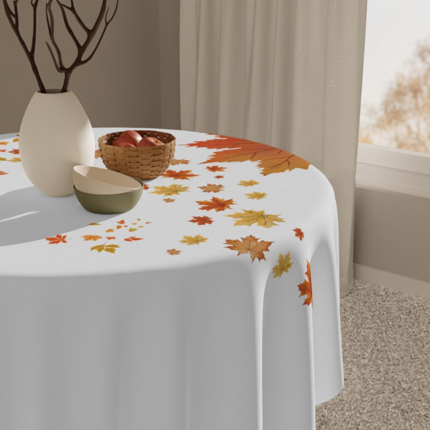 Autumn Fall Leaves Tablecloth | Thanksgiving & Family Dinner Decor