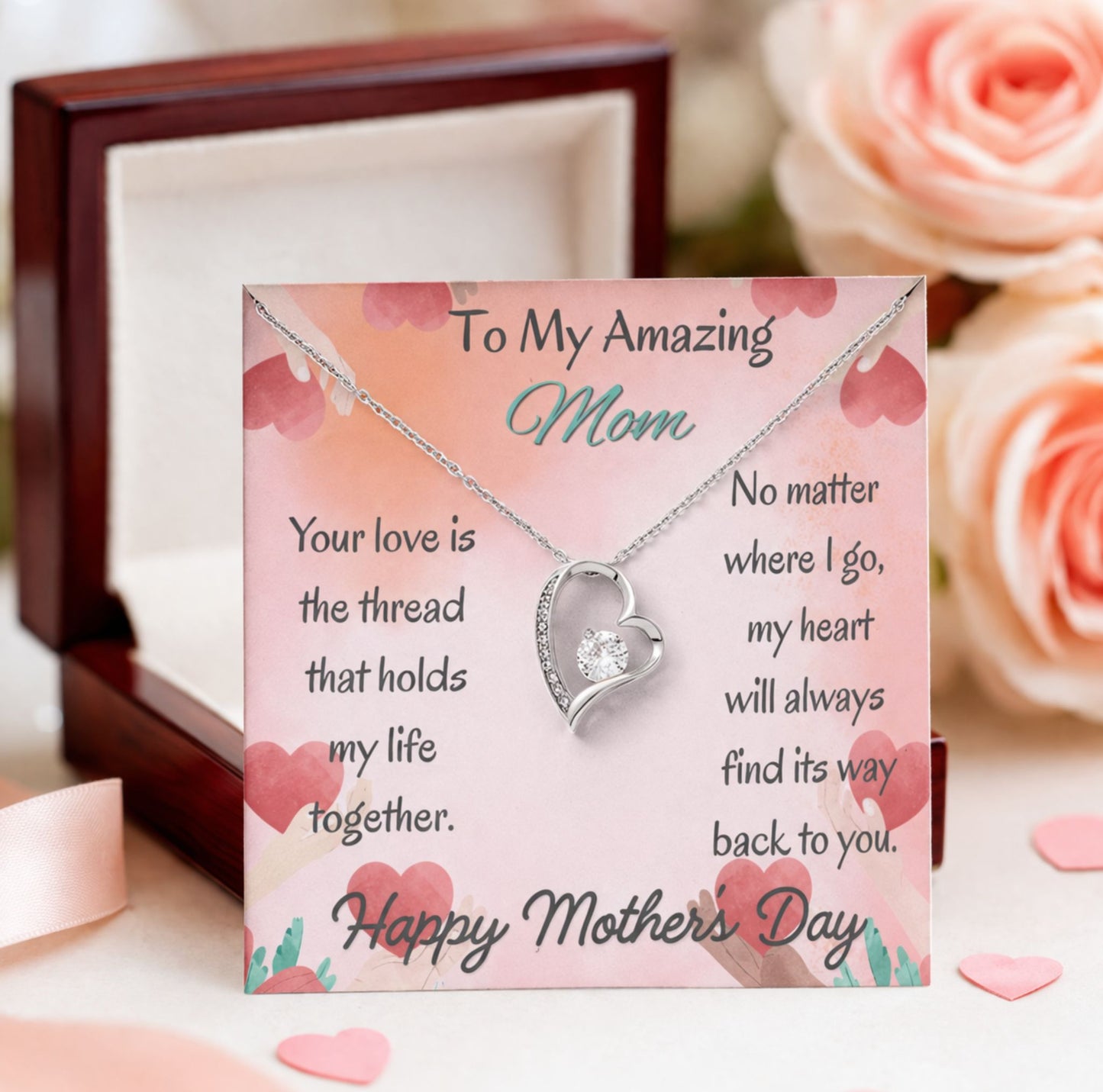 To My Amazing Mom Forever Love Necklace– Mother's Day Gift From Daughter/Son