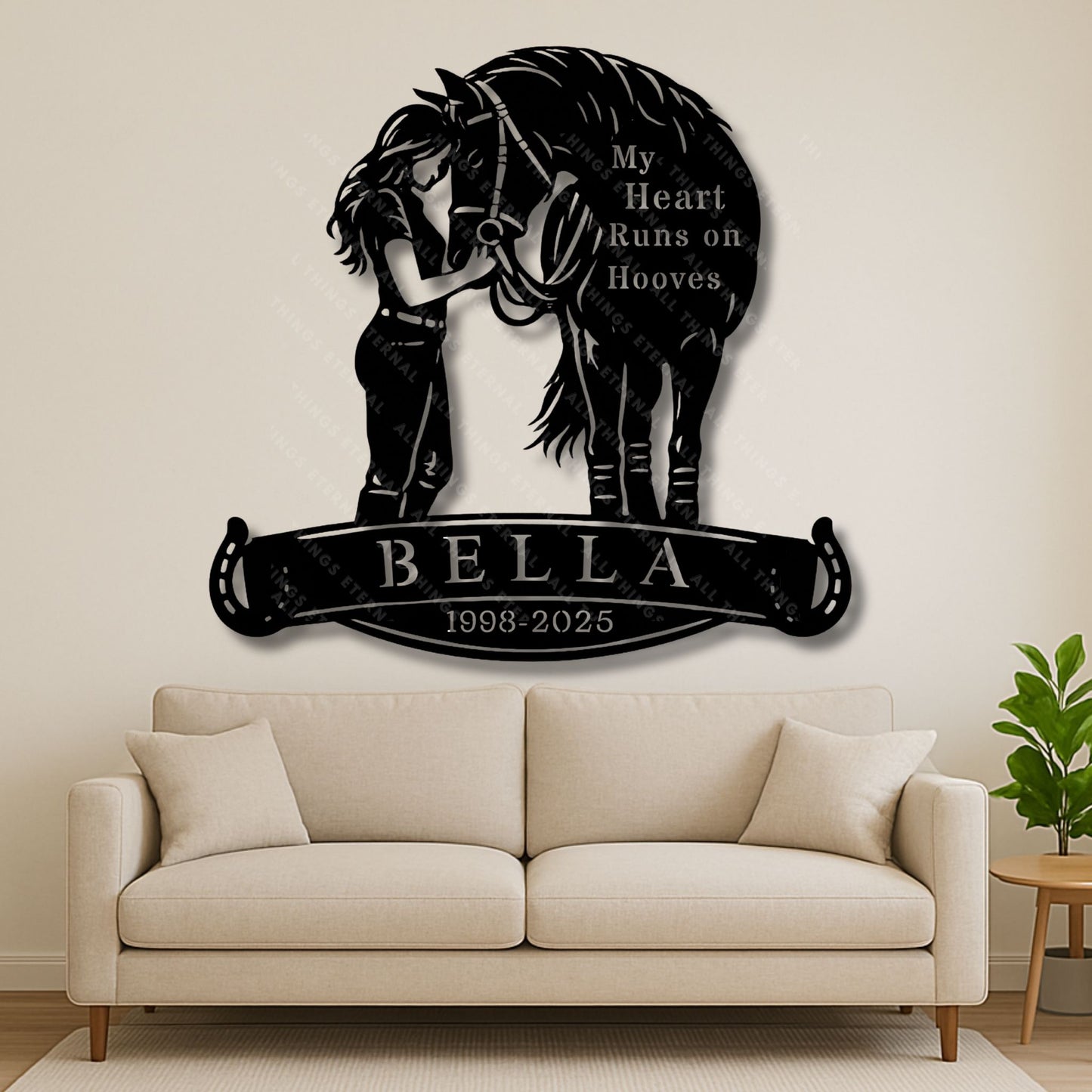 Personalized Horse Memorial Metal Sign – My Heart Runs on Hooves Gift For Horse Lovers