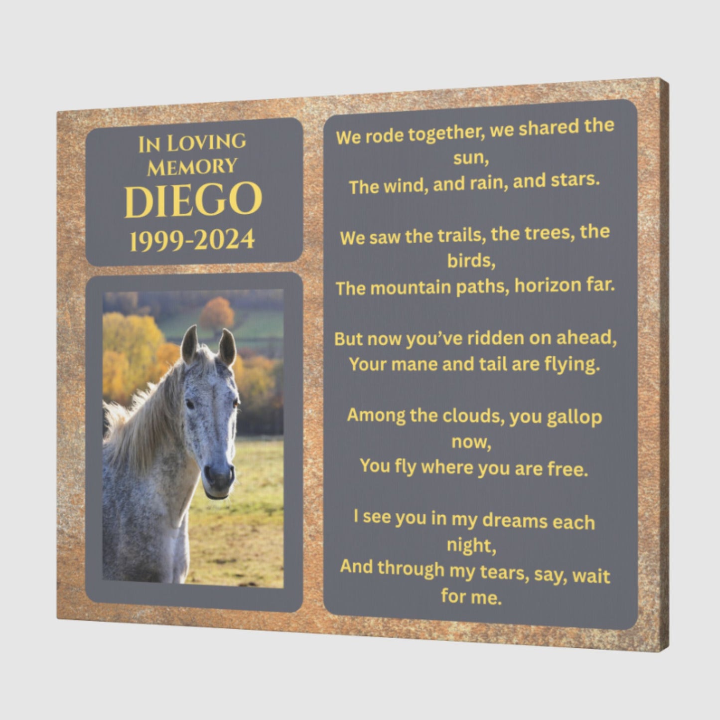 Personalized Horse Memorial Canvas Wall Art – Custom Photo & Name Tribute