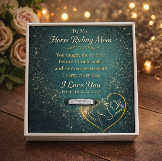 Personalized Horse Mom Engraved Ring – Custom Gift For Mother's Day