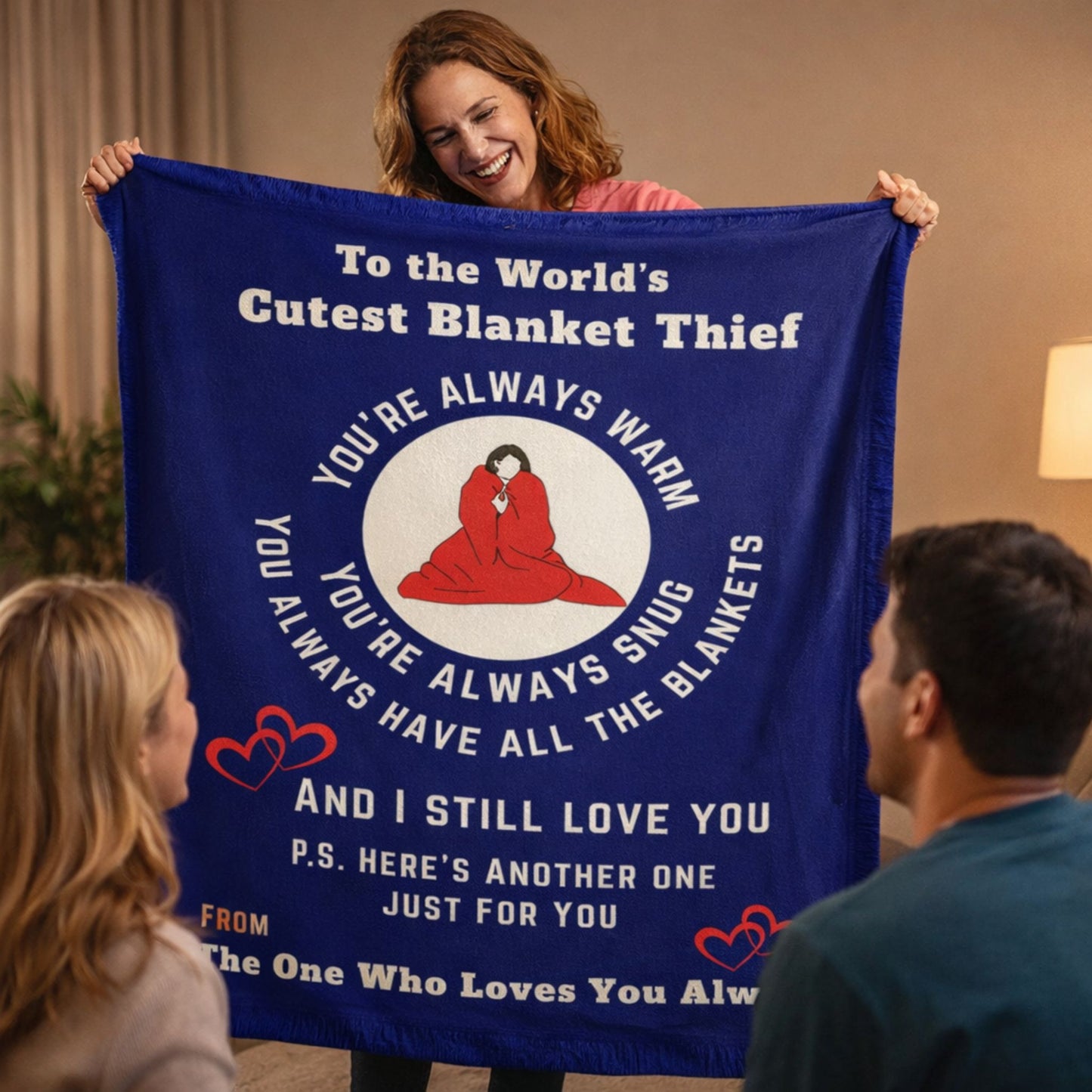 World’s Cutest Blanket Thief Cozy Woven Throw – Cute Couple Gift