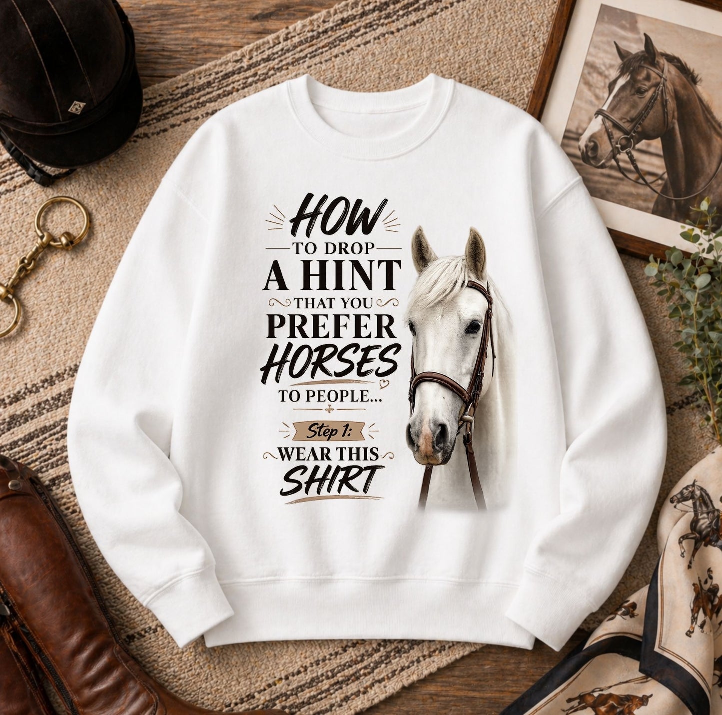 Prefer Horses Over People Funny Sweatshirt for Horse Lovers