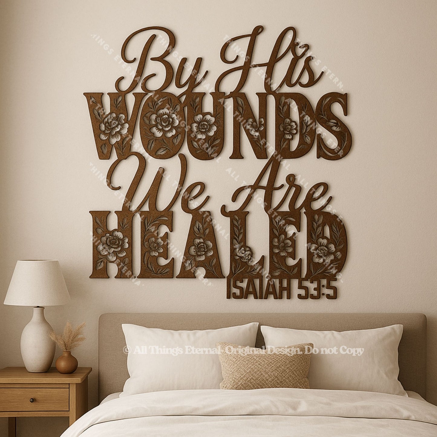 Isaiah 53:5 Metal Wall Art – Modern Christian Bible Verse Home Decor