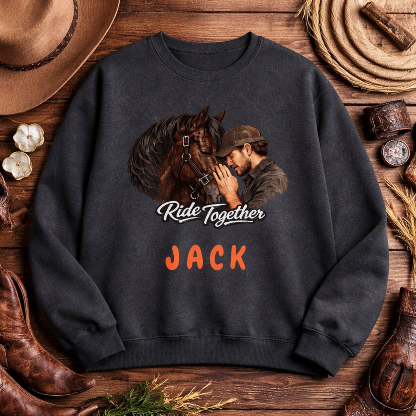Personalized Ride Together Horse Sweatshirt for Men
