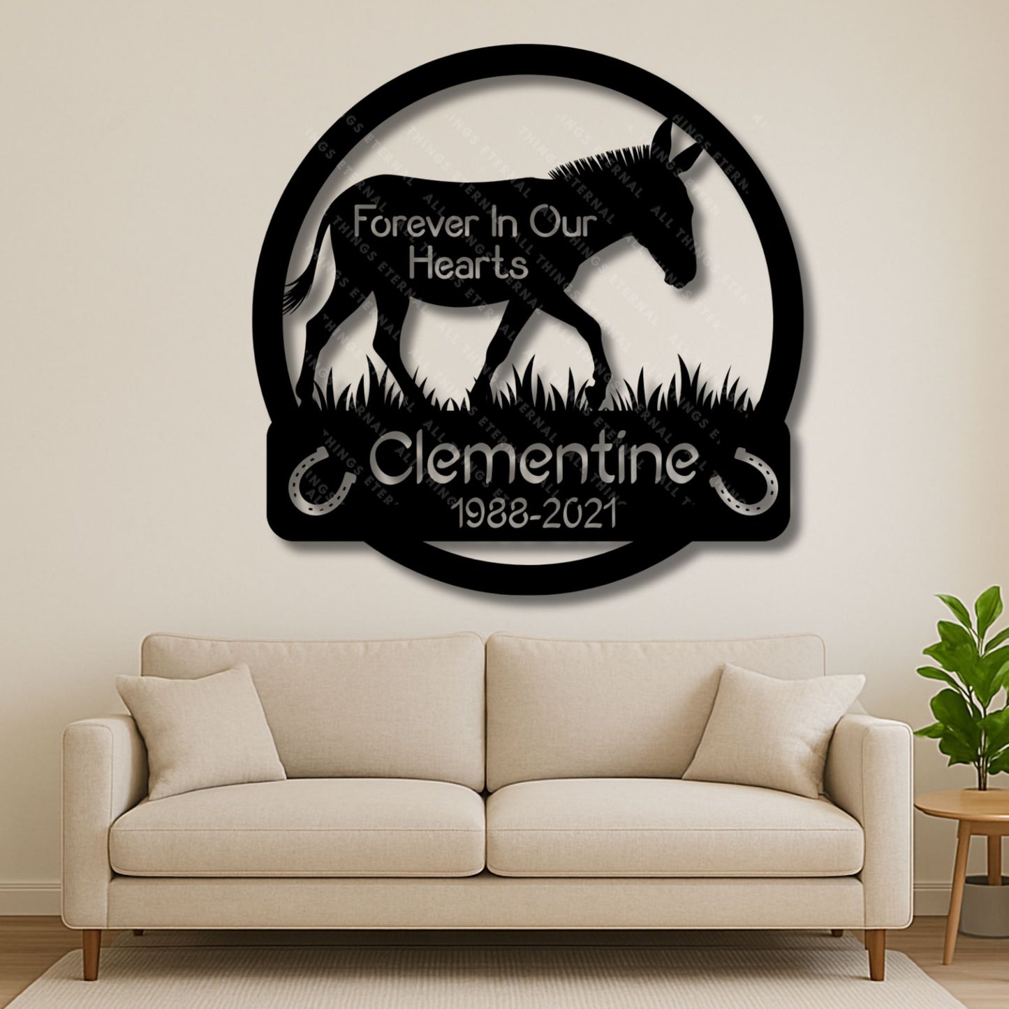 Custom Donkey Memorial Metal Wall Sign – Personalized Farm Decor