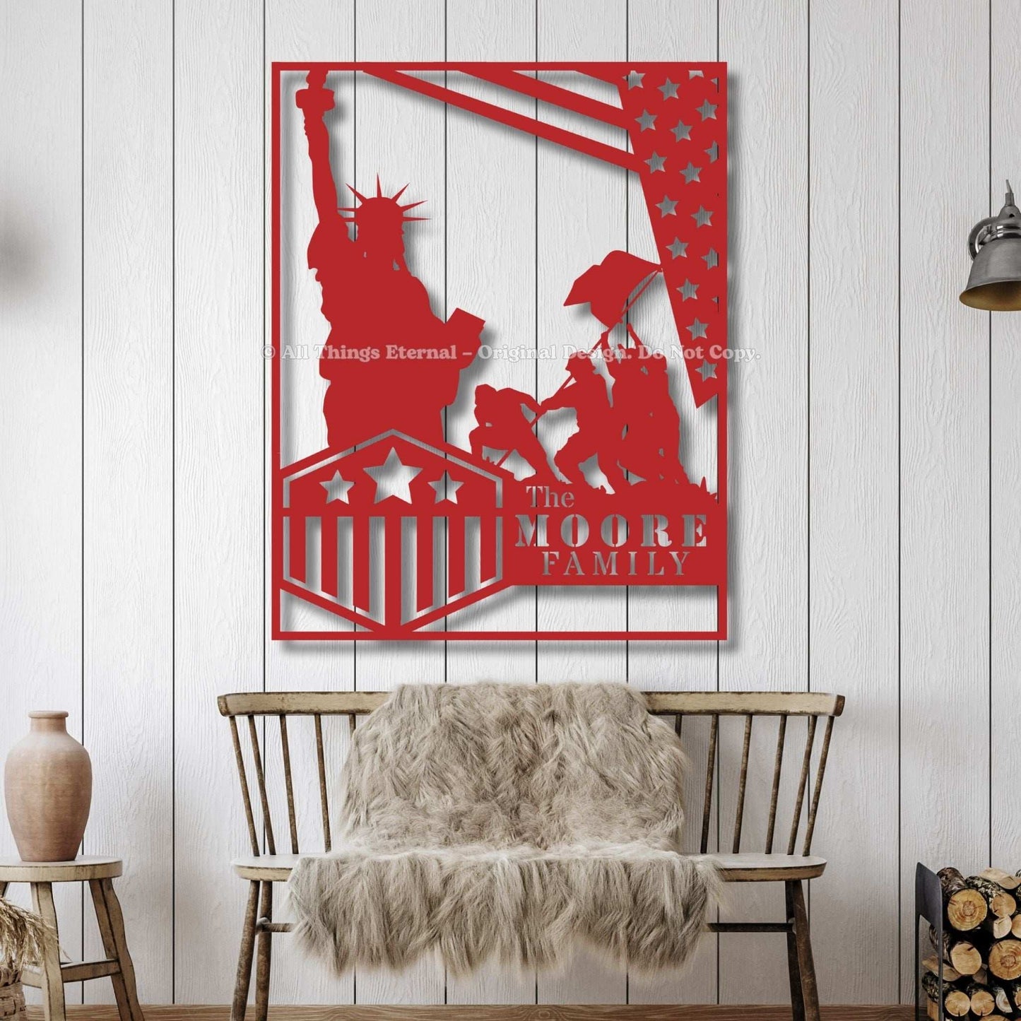 Custom Patriotic Metal Sign - Independence Day Gift for Veterans