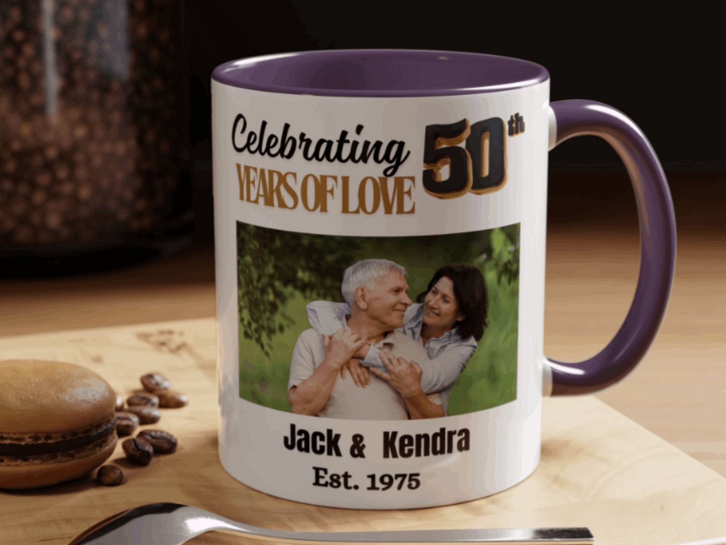 Custom 50th Anniversary Photo Mug-  Golden Wedding Gift for Couple