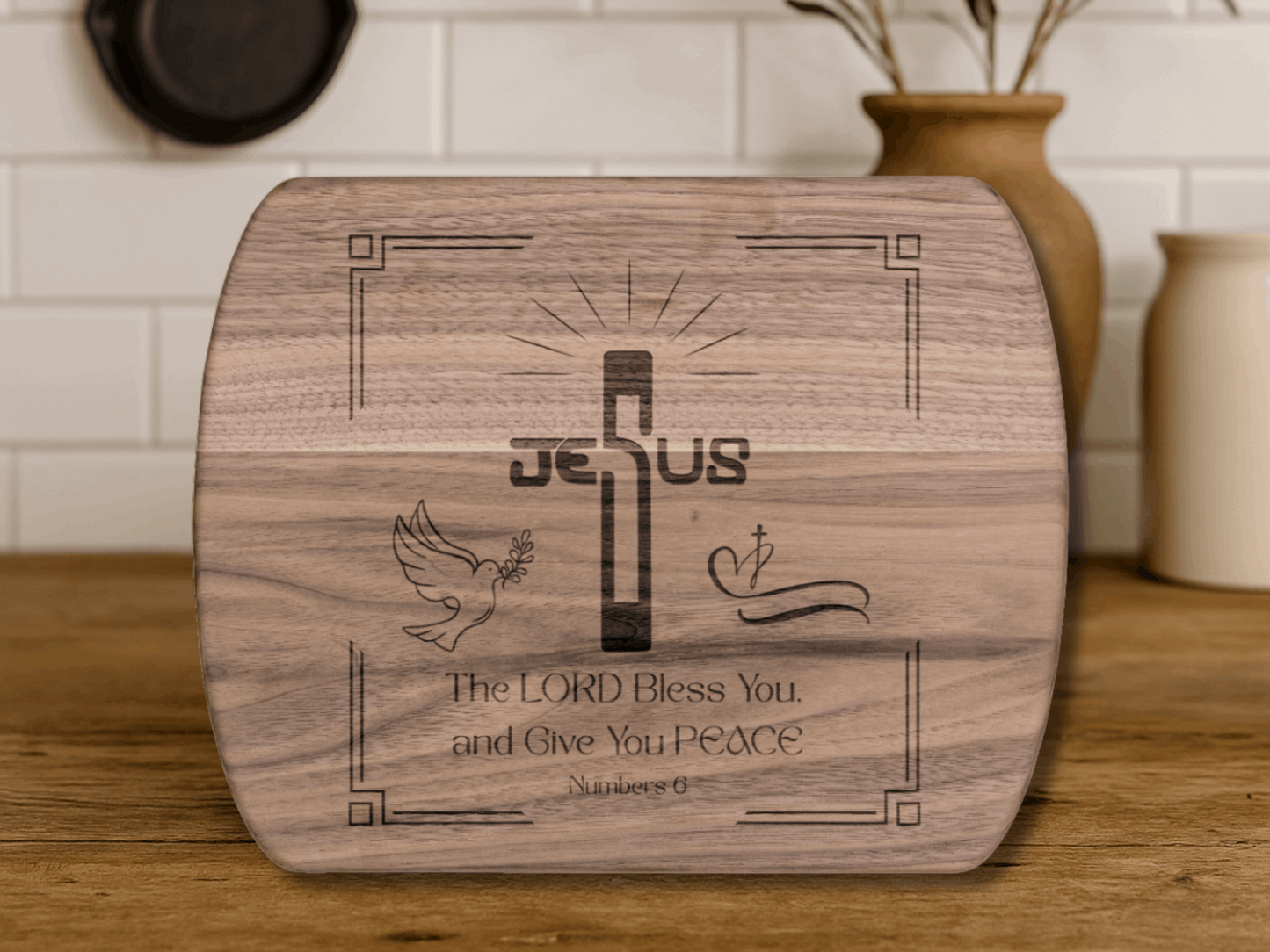 Beautiful Christian Cutting Board- Religious Gift for Housewarming, Wedding, or Pastor