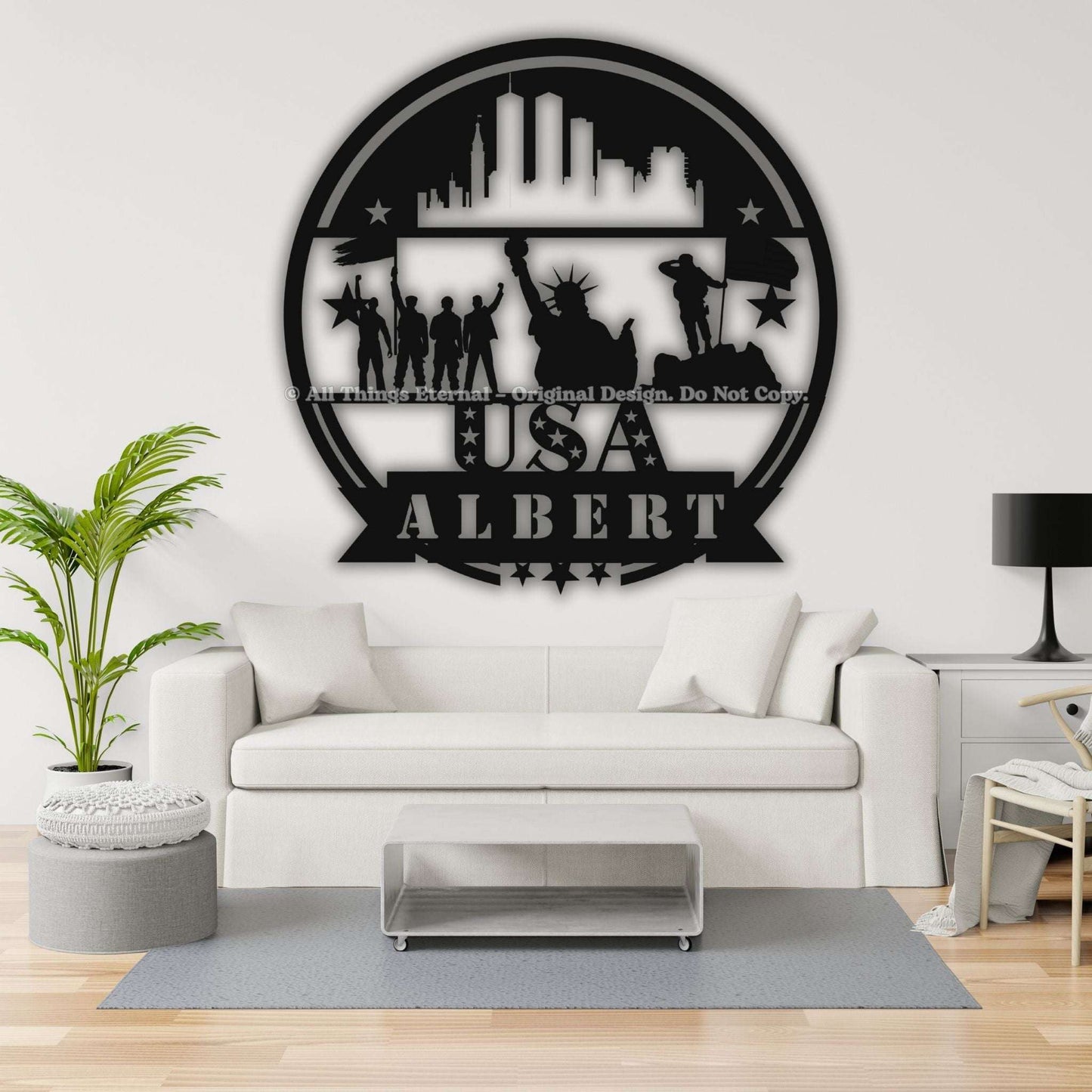 Personalized Patriotic Veterans Metal  Wall Sign