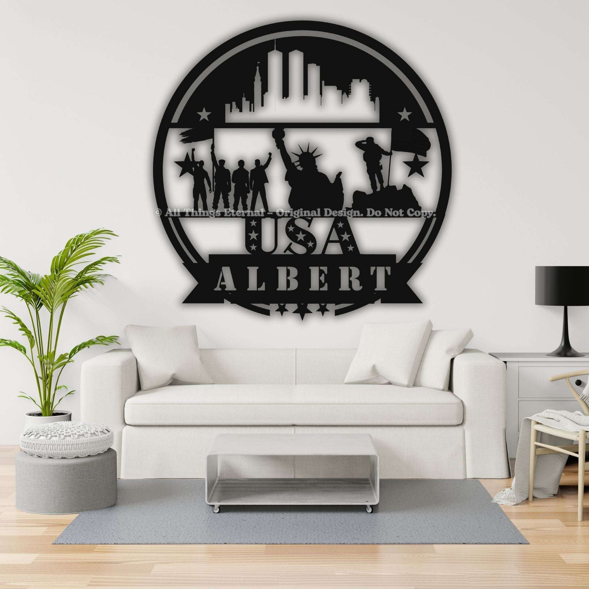 Personalized Patriotic Veterans Metal  Wall Sign