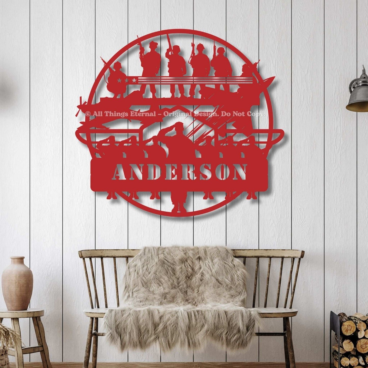 Custom Name Patriotic  Veterans & Soldiers Metal Wall Art Sign