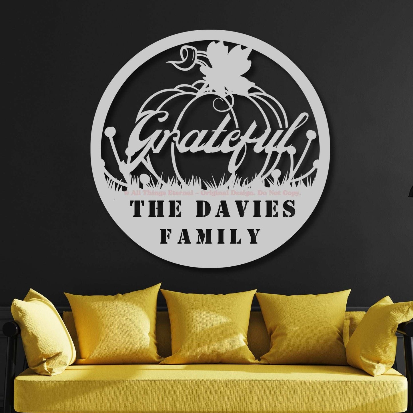 Personalized Pumpkin Grateful Metal Wall Art – Fall & Thanksgiving Decor