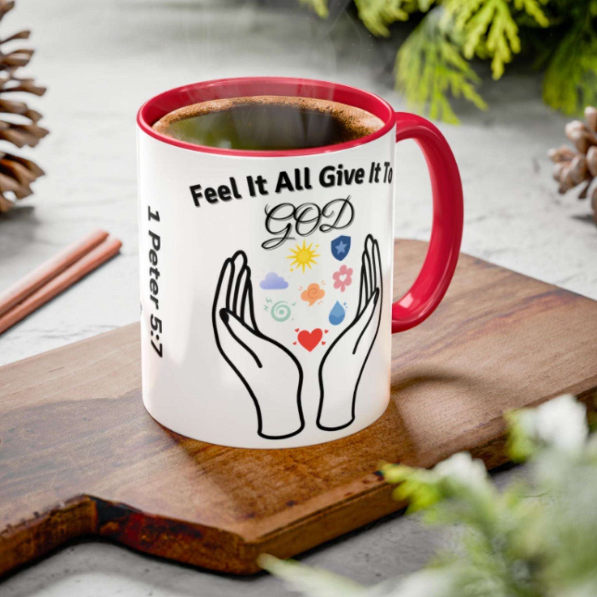 Christian Faith Two-Tone Coffee Mug 11oz – Inspirational Symbol Gifts