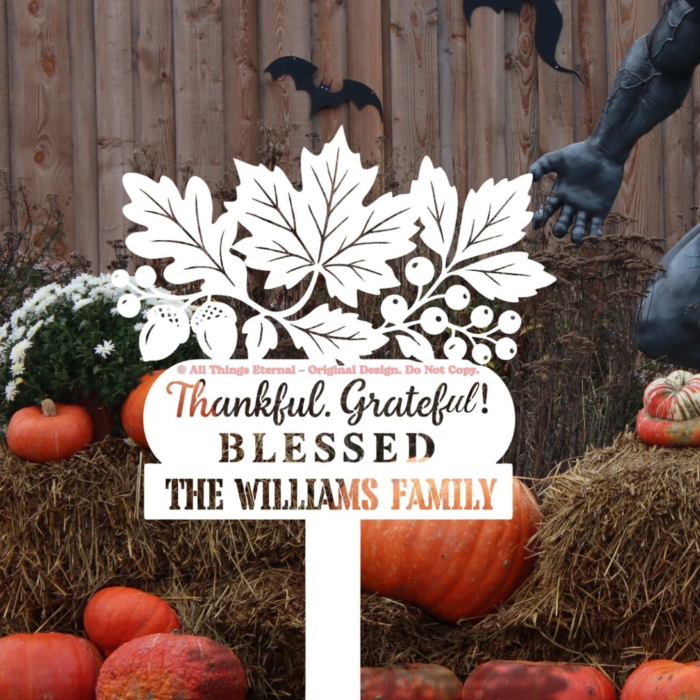 Thankful Grateful Blessed Metal Yard Sign Decoration