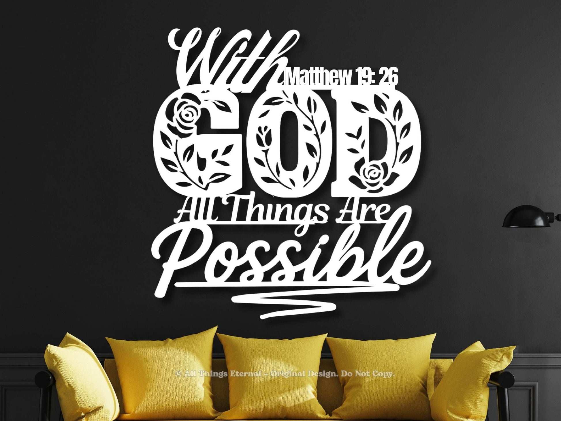 Matthew 19:26 Christian Metal Sign – Inspirational Scripture Wall Decor Gift