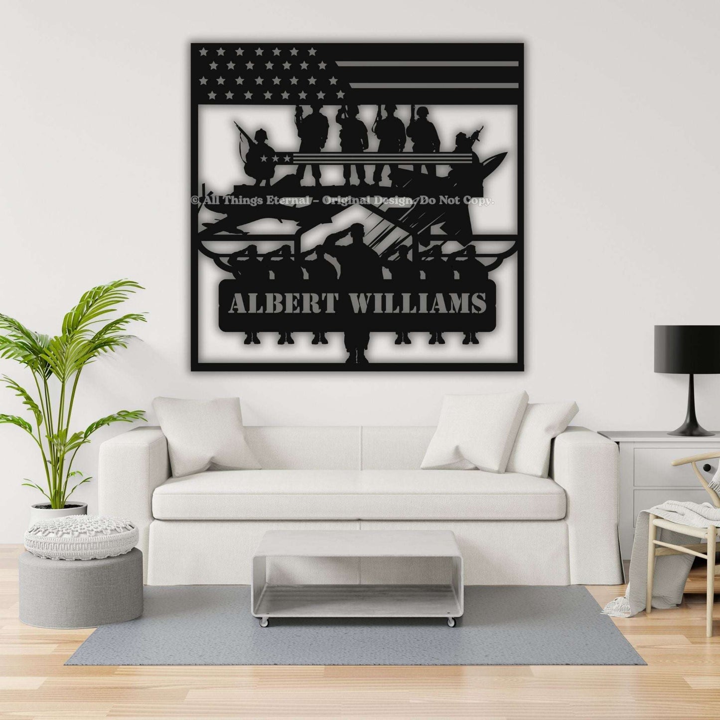 Custom Patriotic Metal Wall  Art- Gift for Veteran, US Army, Navy, Marines, Soldier