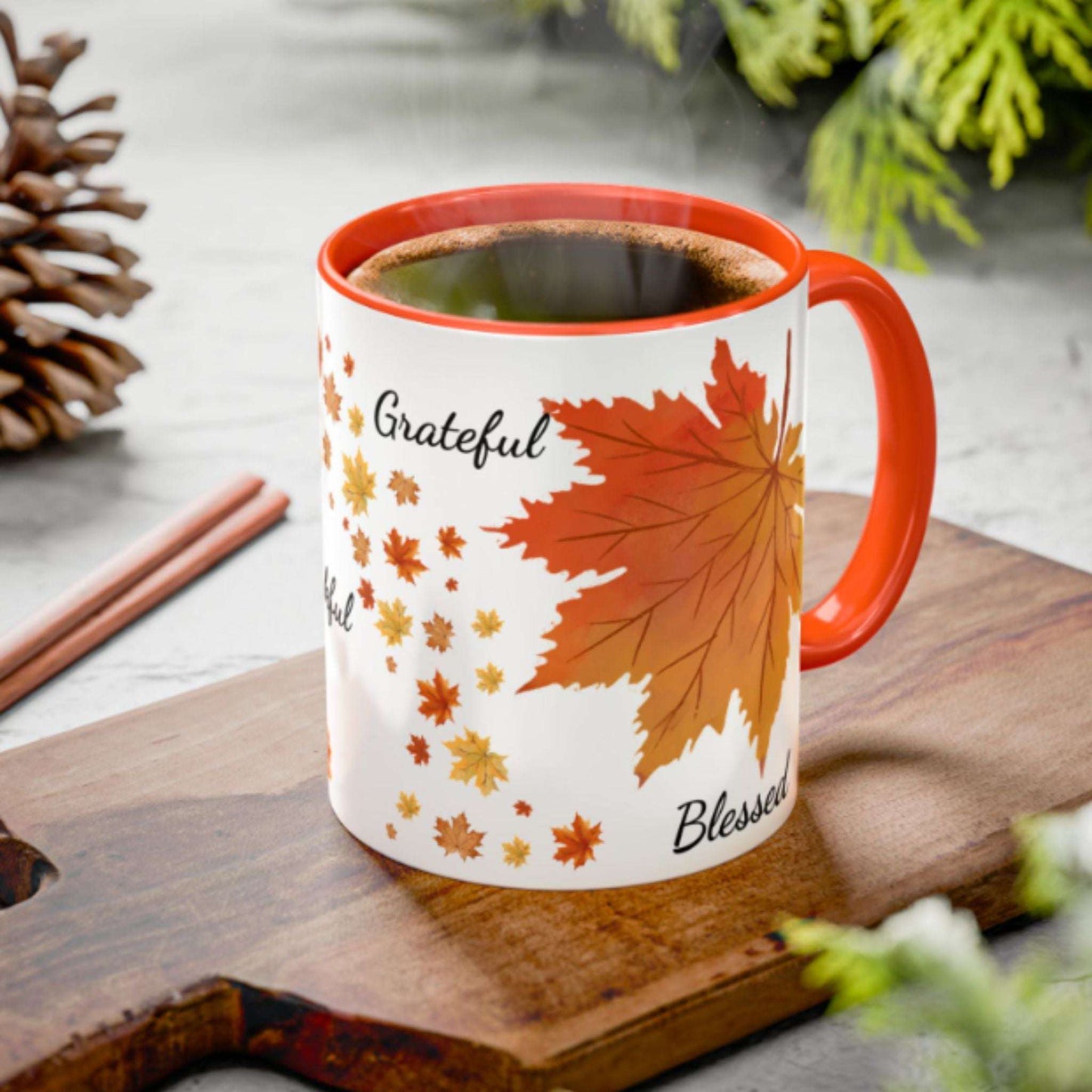 Cozy Fall Leaves Mug – Thanksgiving Coffee Cup 11oz Autumn Drinkware